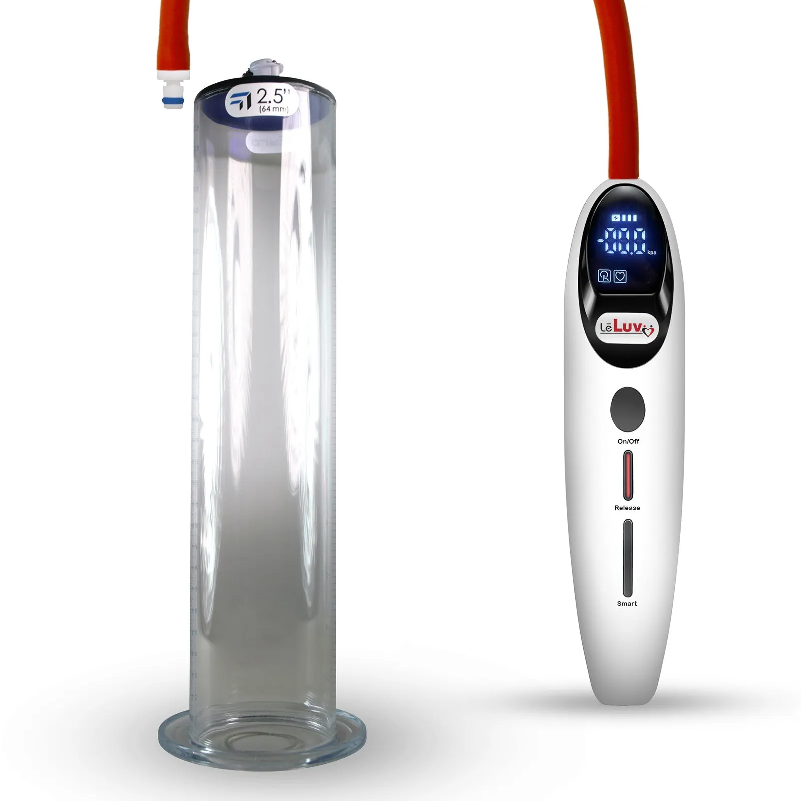 LeLuv Magna Smart LCD Penis Pump | 9 or 12 Inch Length Cylinder | Wide Flange