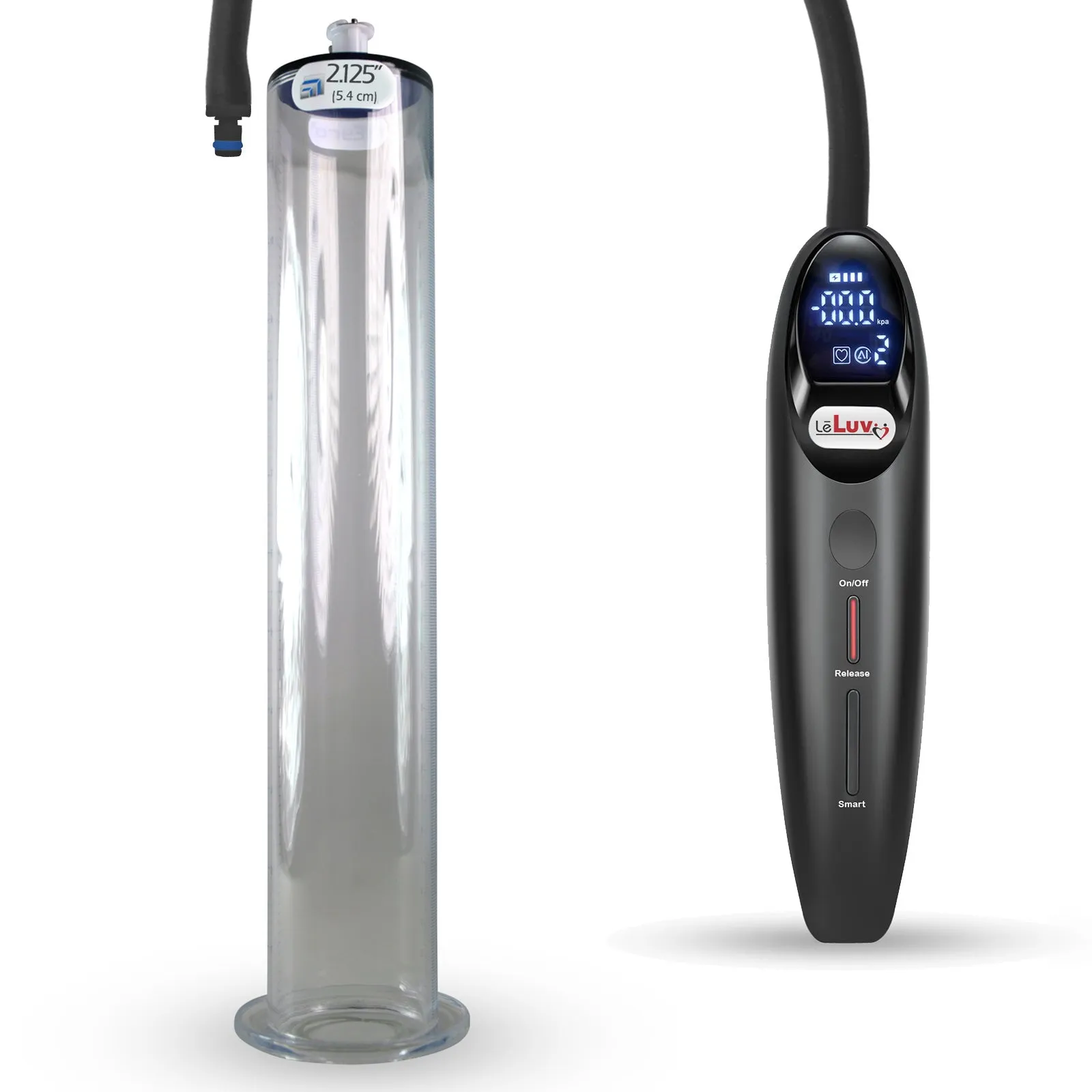 LeLuv Magna Smart LCD Penis Pump | 9 or 12 Inch Length Cylinder | Wide Flange