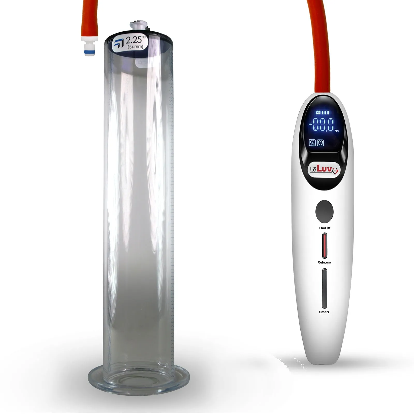 LeLuv Magna Smart LCD Penis Pump | 9 or 12 Inch Length Cylinder | Wide Flange