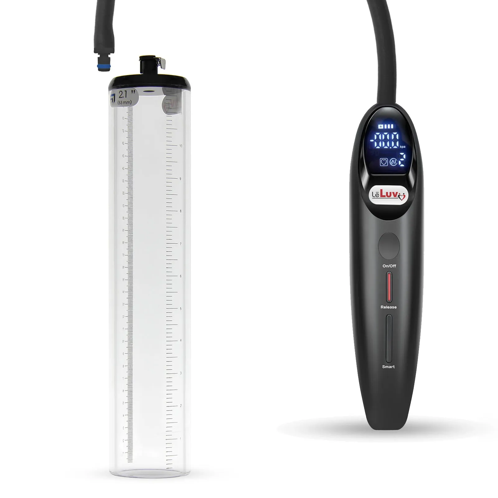 LeLuv Magna Smart LCD Penis Pump | Thick Wall Cylinder | 9 or 12 Inch Length