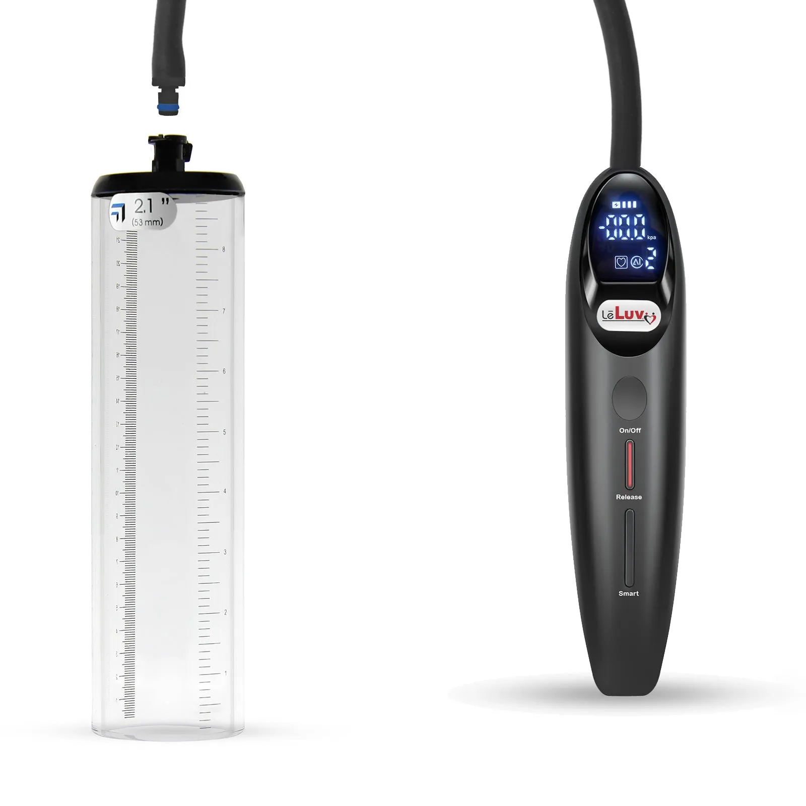 LeLuv Magna Smart LCD Penis Pump | Thick Wall Cylinder | 9 or 12 Inch Length