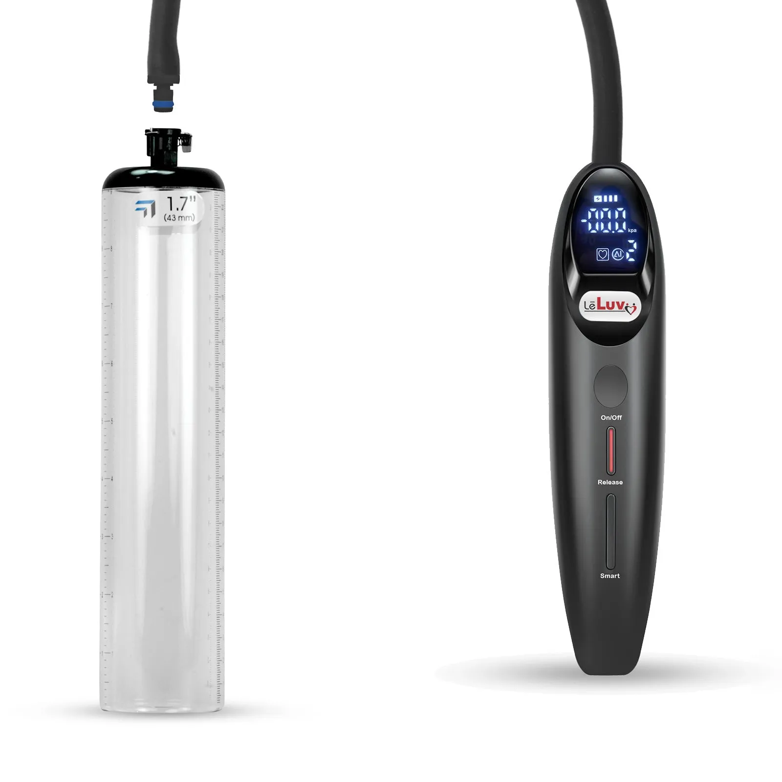 LeLuv Magna Smart LCD Penis Pump | Thick Wall Cylinder | 9 or 12 Inch Length