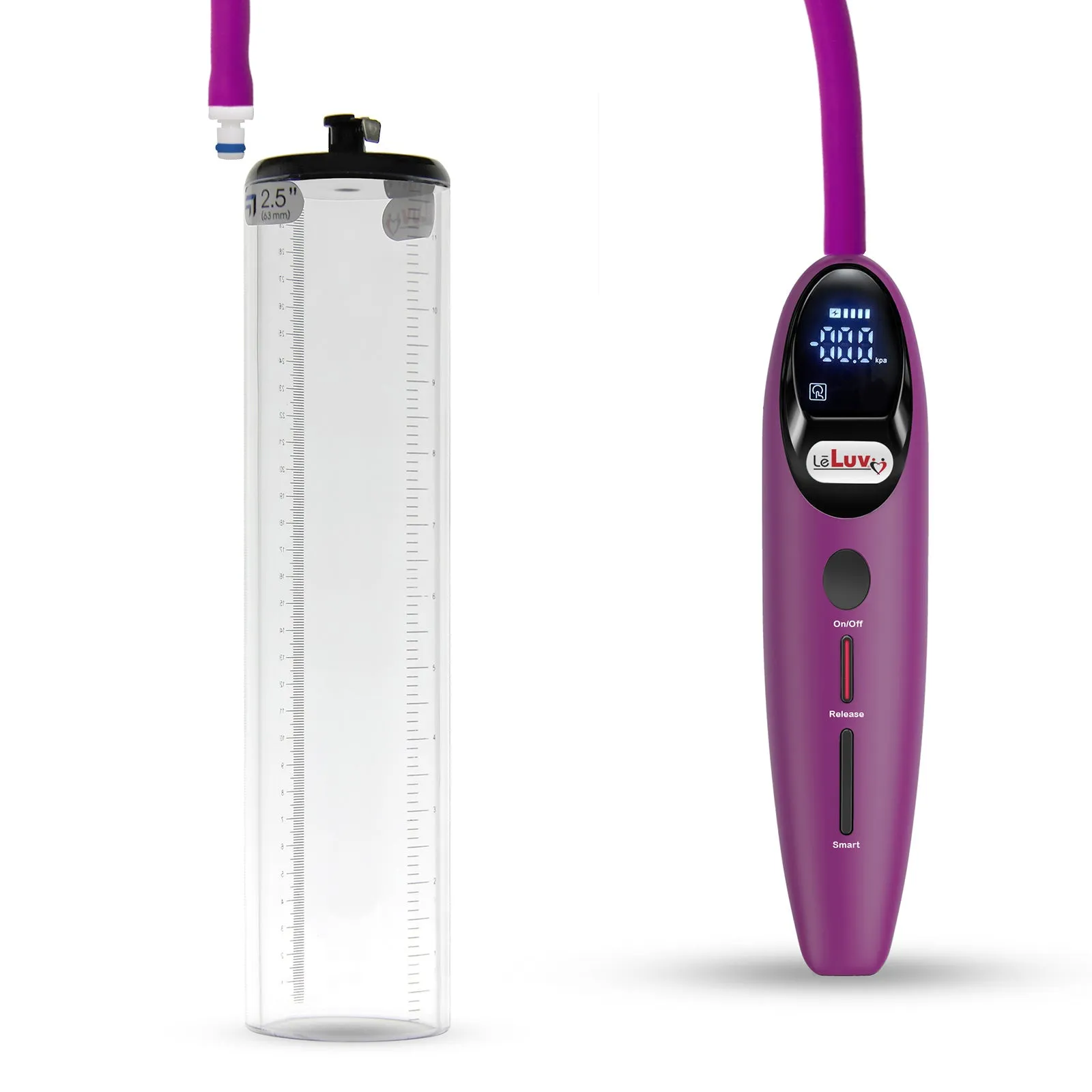 LeLuv Magna Smart LCD Penis Pump | Thick Wall Cylinder | 9 or 12 Inch Length