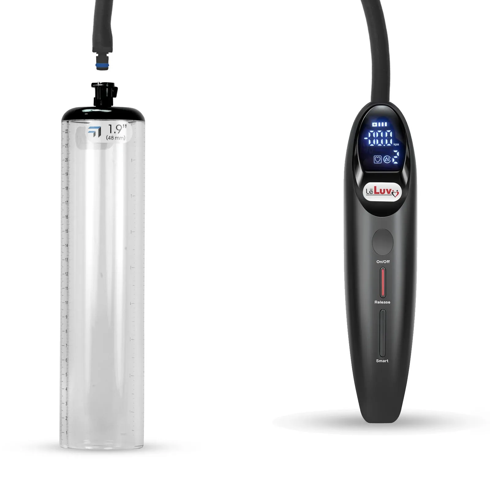 LeLuv Magna Smart LCD Penis Pump | Thick Wall Cylinder | 9 or 12 Inch Length