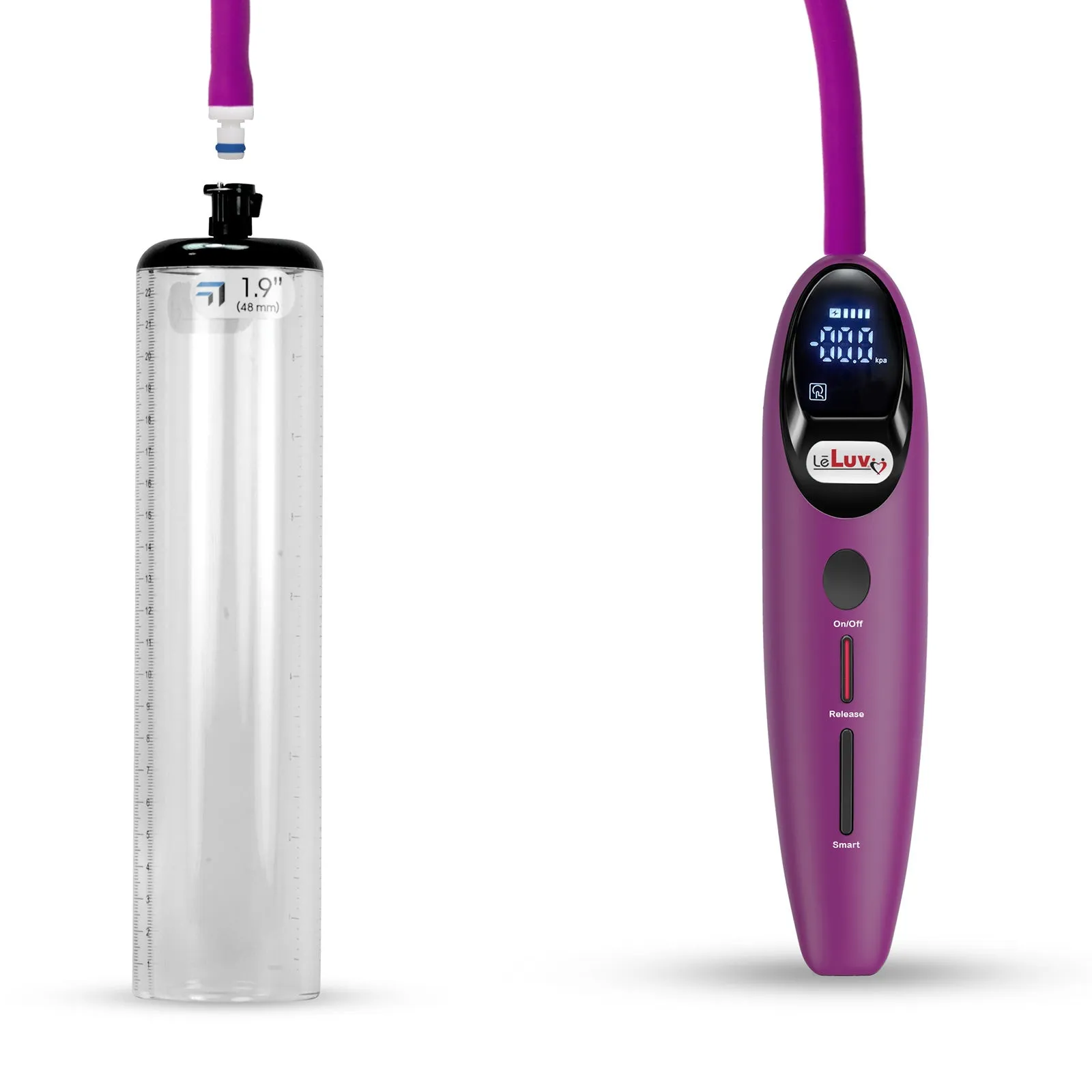 LeLuv Magna Smart LCD Penis Pump | Thick Wall Cylinder | 9 or 12 Inch Length