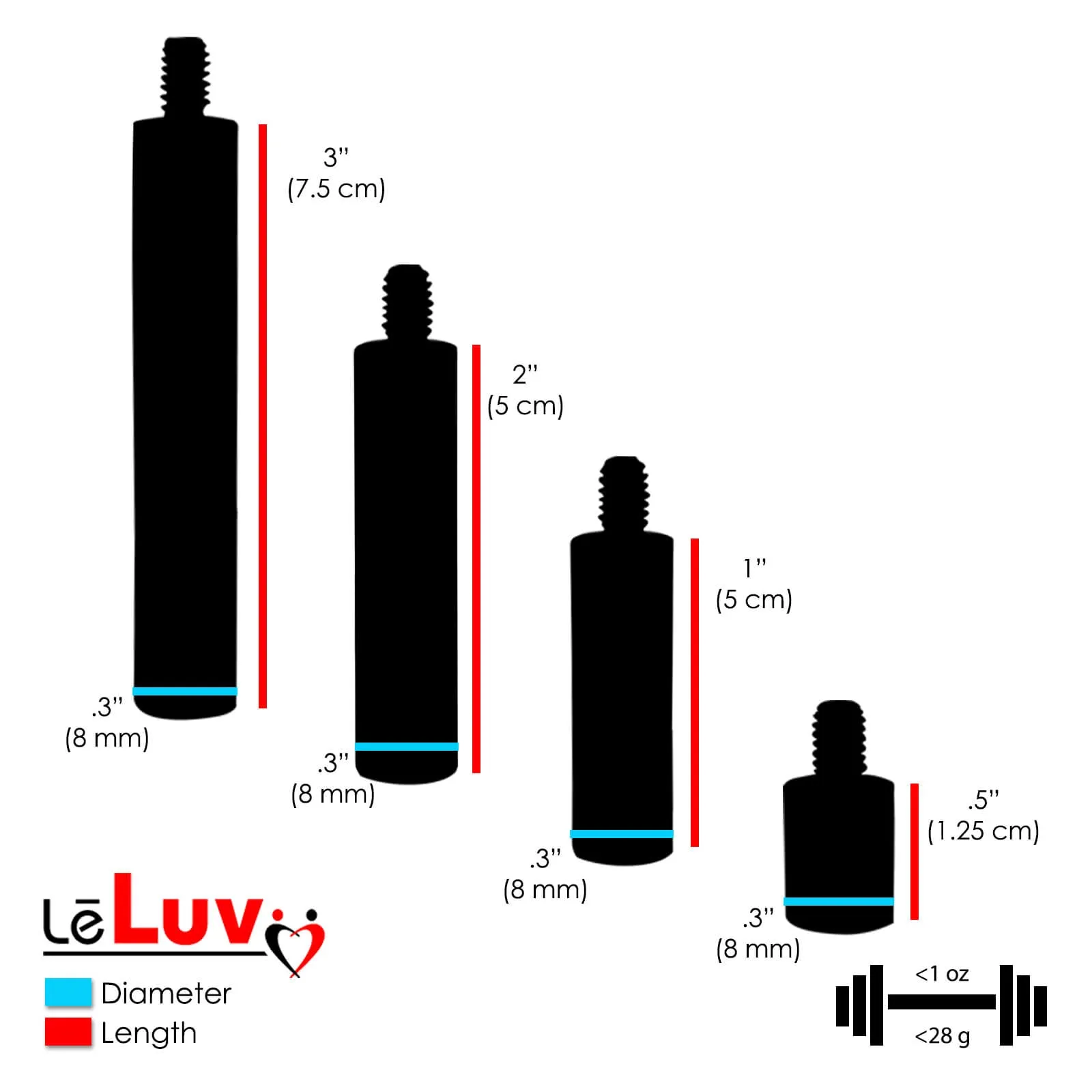 LeLuv Pair of Upgrade Rods for SILVER Spring-Loaded Penis Extenders