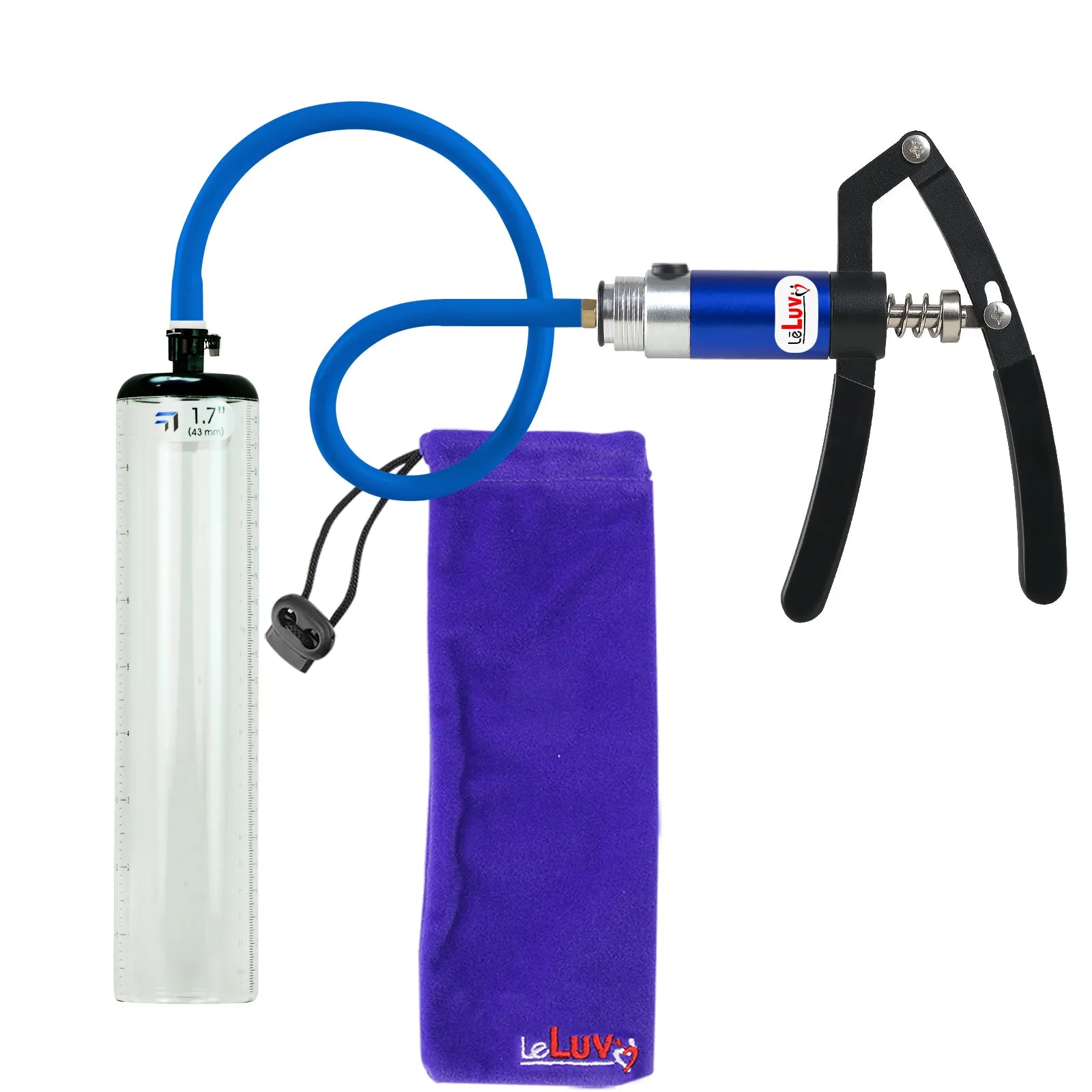 LeLuv Penis Pump with Primo Lite Handle| Thick Wall, No Flange Cylinder | Color and Gauge Options