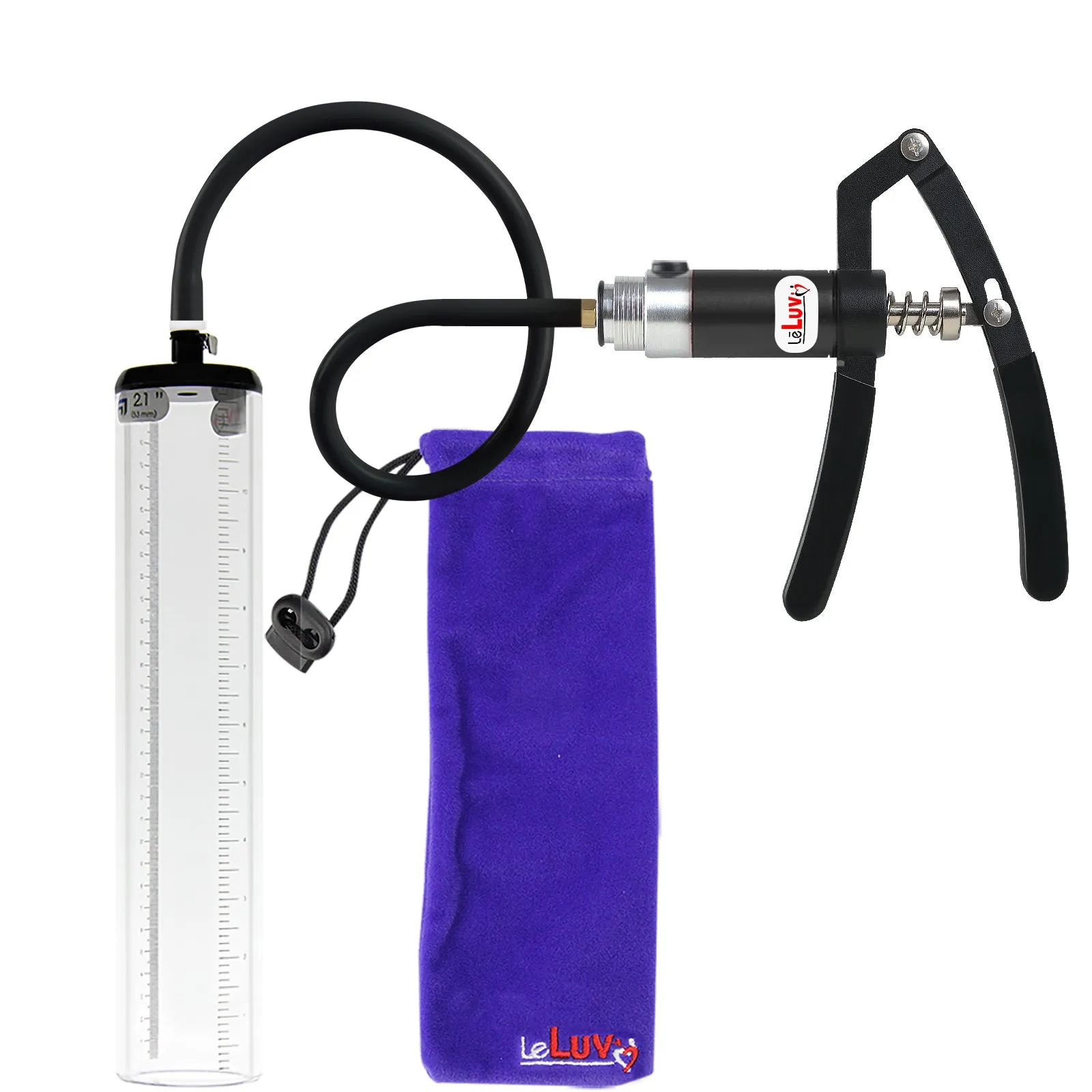 LeLuv Penis Pump with Primo Lite Handle| Thick Wall, No Flange Cylinder | Color and Gauge Options