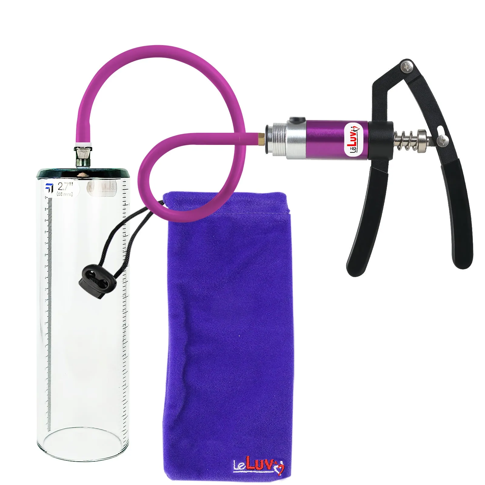 LeLuv Penis Pump with Primo Lite Handle| Thick Wall, No Flange Cylinder | Color and Gauge Options