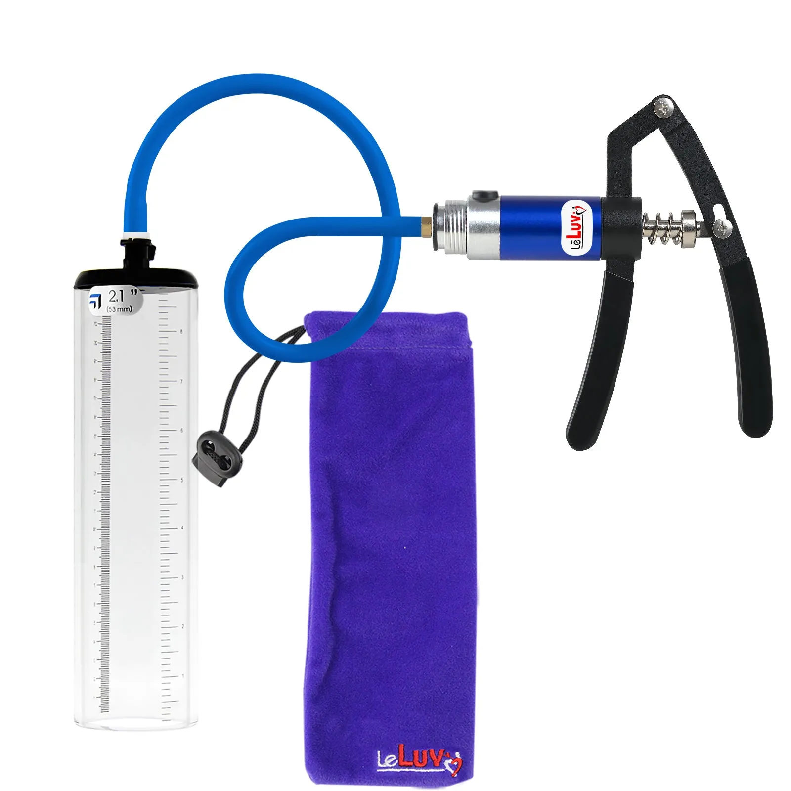 LeLuv Penis Pump with Primo Lite Handle| Thick Wall, No Flange Cylinder | Color and Gauge Options