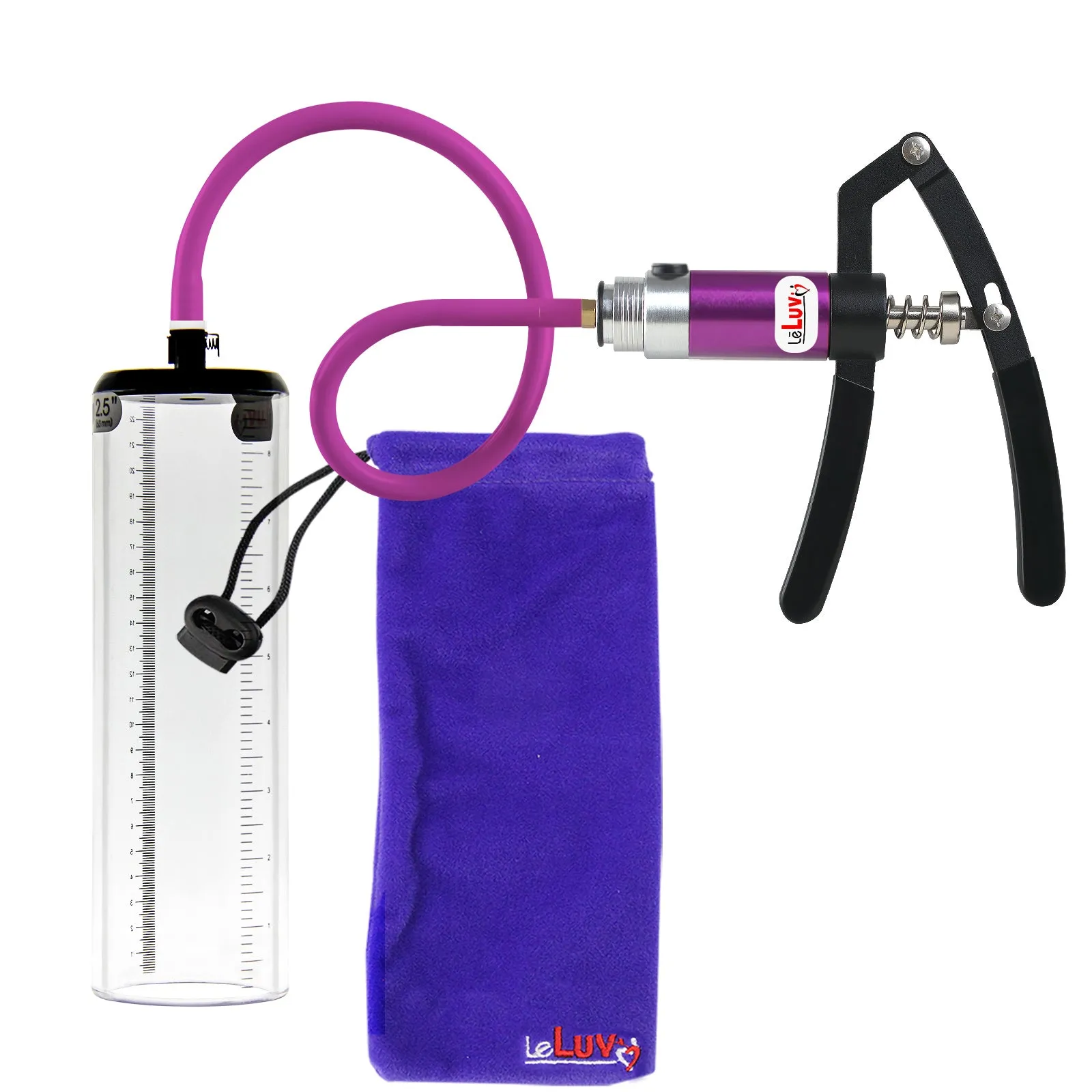 LeLuv Penis Pump with Primo Lite Handle| Thick Wall, No Flange Cylinder | Color and Gauge Options