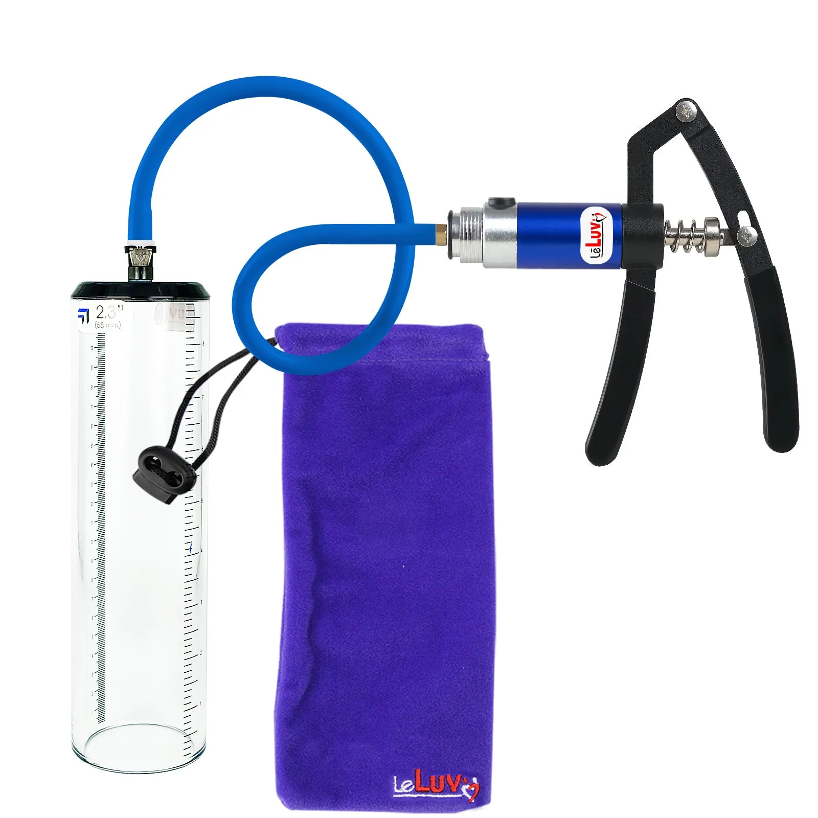 LeLuv Penis Pump with Primo Lite Handle| Thick Wall, No Flange Cylinder | Color and Gauge Options