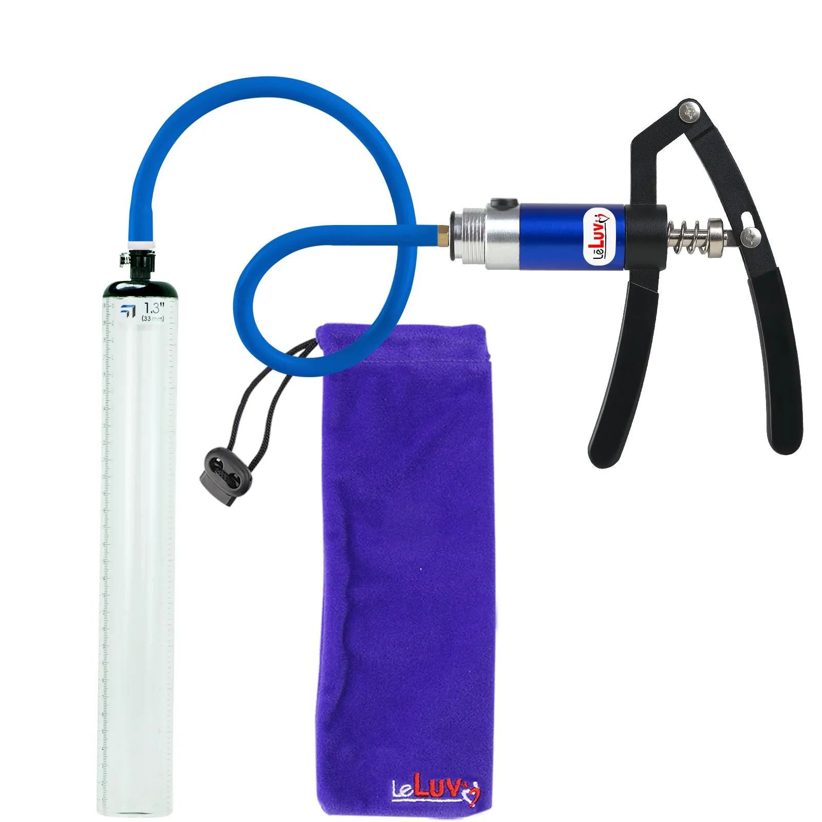 LeLuv Penis Pump with Primo Lite Handle| Thick Wall, No Flange Cylinder | Color and Gauge Options