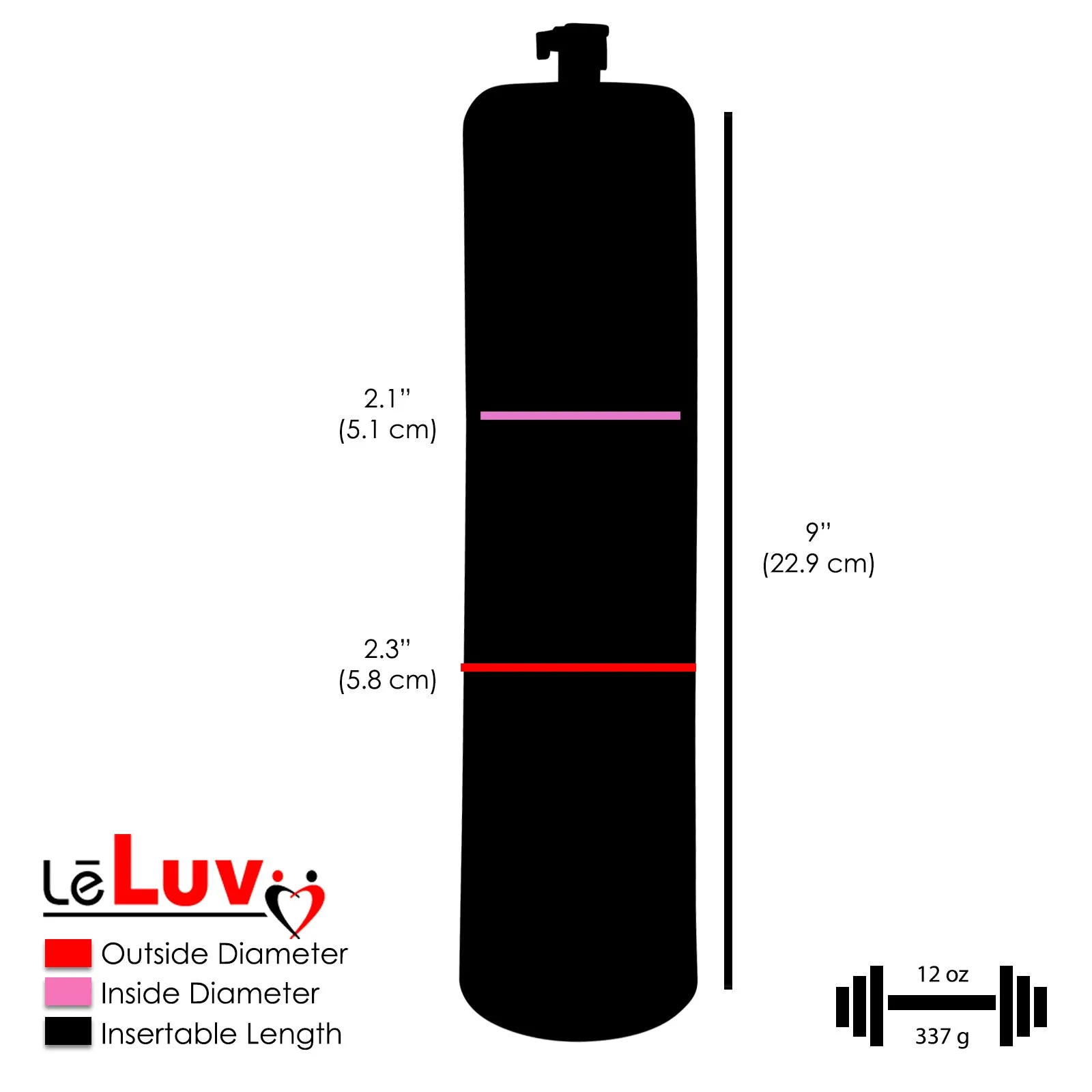 LeLuv Penis Pump with Primo Lite Handle| Thick Wall, No Flange Cylinder | Color and Gauge Options