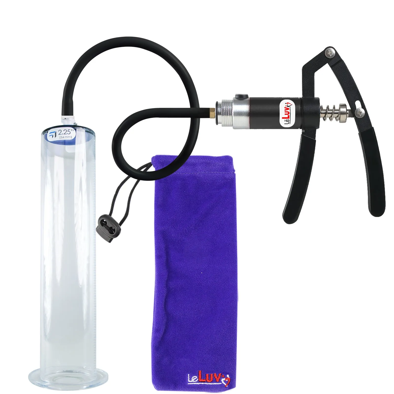 LeLuv Penis Pump with Primo Lite Handle | Wide Flange Cylinder | Color and Gauge Options