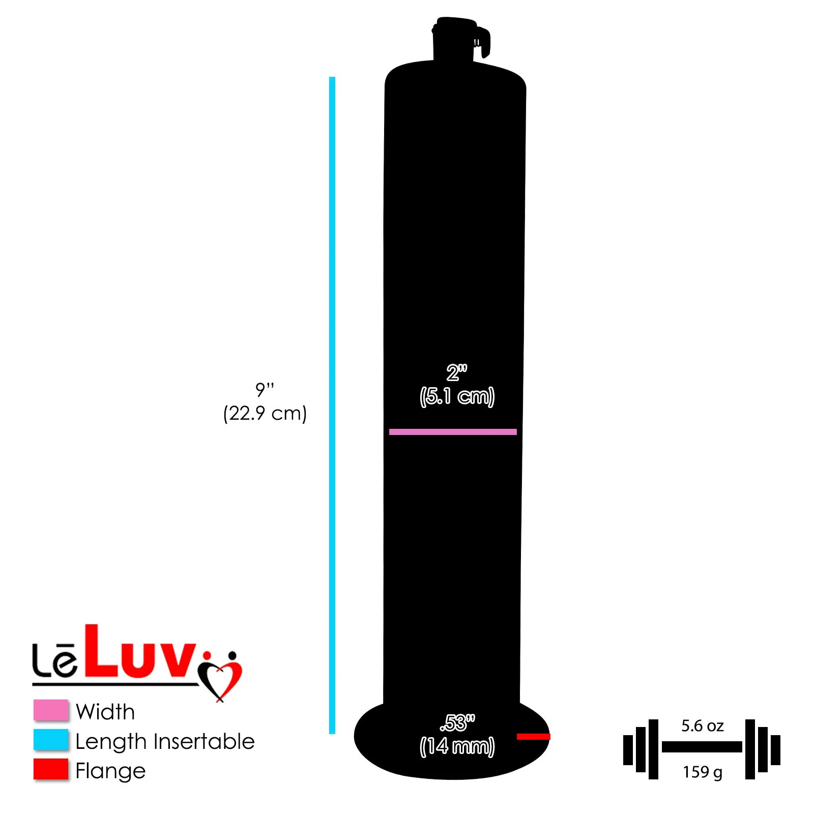 LeLuv Penis Pump with Primo Lite Handle | Wide Flange Cylinder | Color and Gauge Options