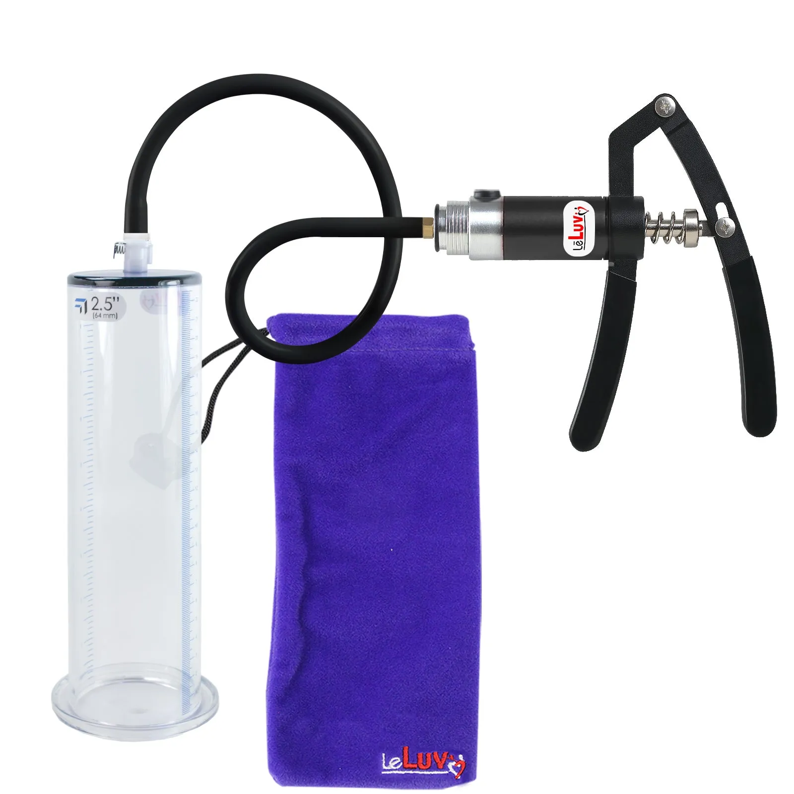 LeLuv Penis Pump with Primo Lite Handle | Wide Flange Cylinder | Color and Gauge Options