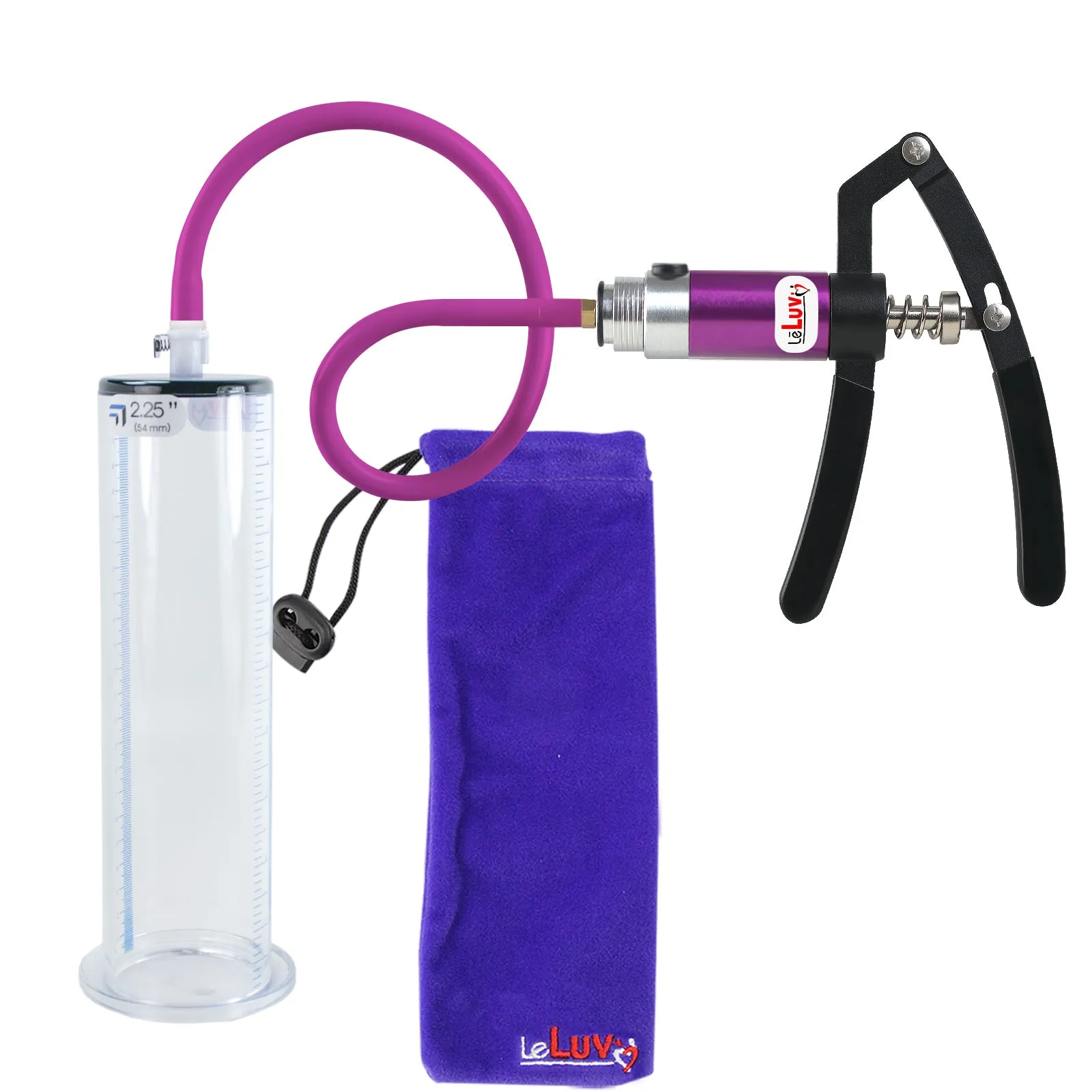 LeLuv Penis Pump with Primo Lite Handle | Wide Flange Cylinder | Color and Gauge Options