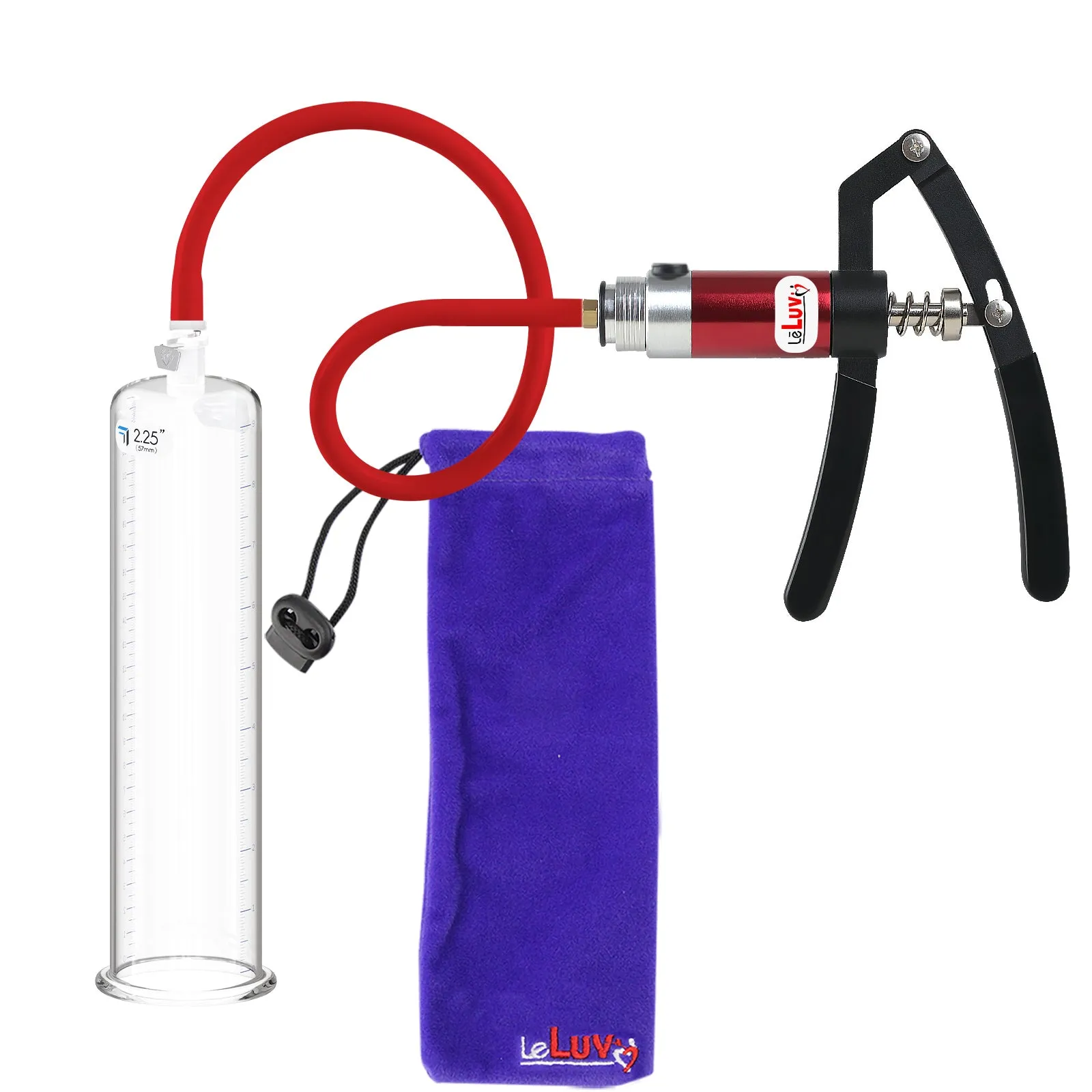 LeLuv Penis Pump with Primo Lite Handle | Wide Flange Cylinder | Color and Gauge Options