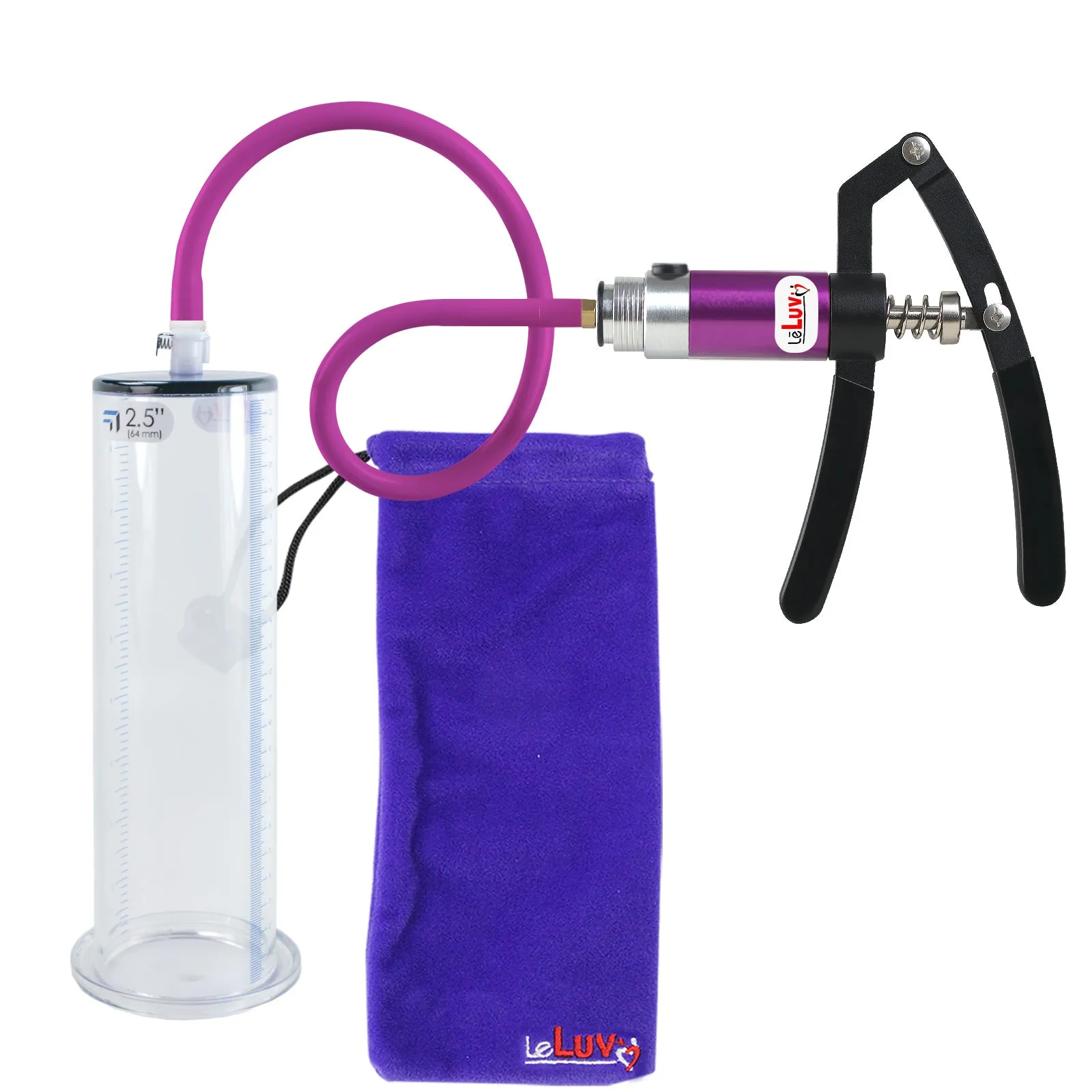 LeLuv Penis Pump with Primo Lite Handle | Wide Flange Cylinder | Color and Gauge Options