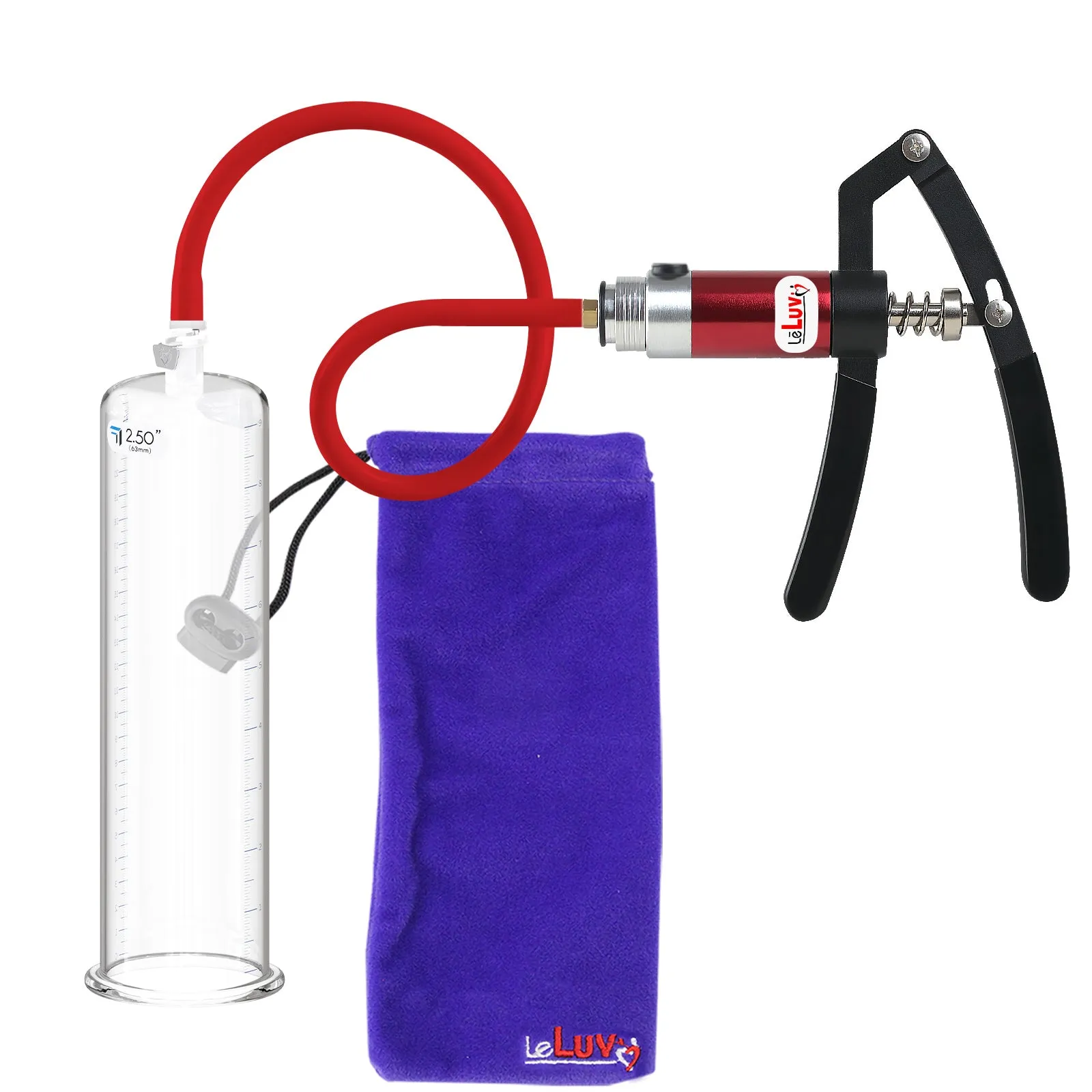 LeLuv Penis Pump with Primo Lite Handle | Wide Flange Cylinder | Color and Gauge Options