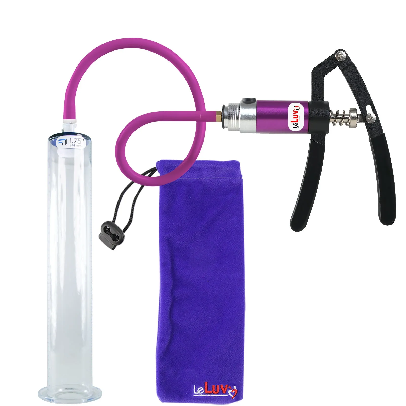 LeLuv Penis Pump with Primo Lite Handle | Wide Flange Cylinder | Color and Gauge Options