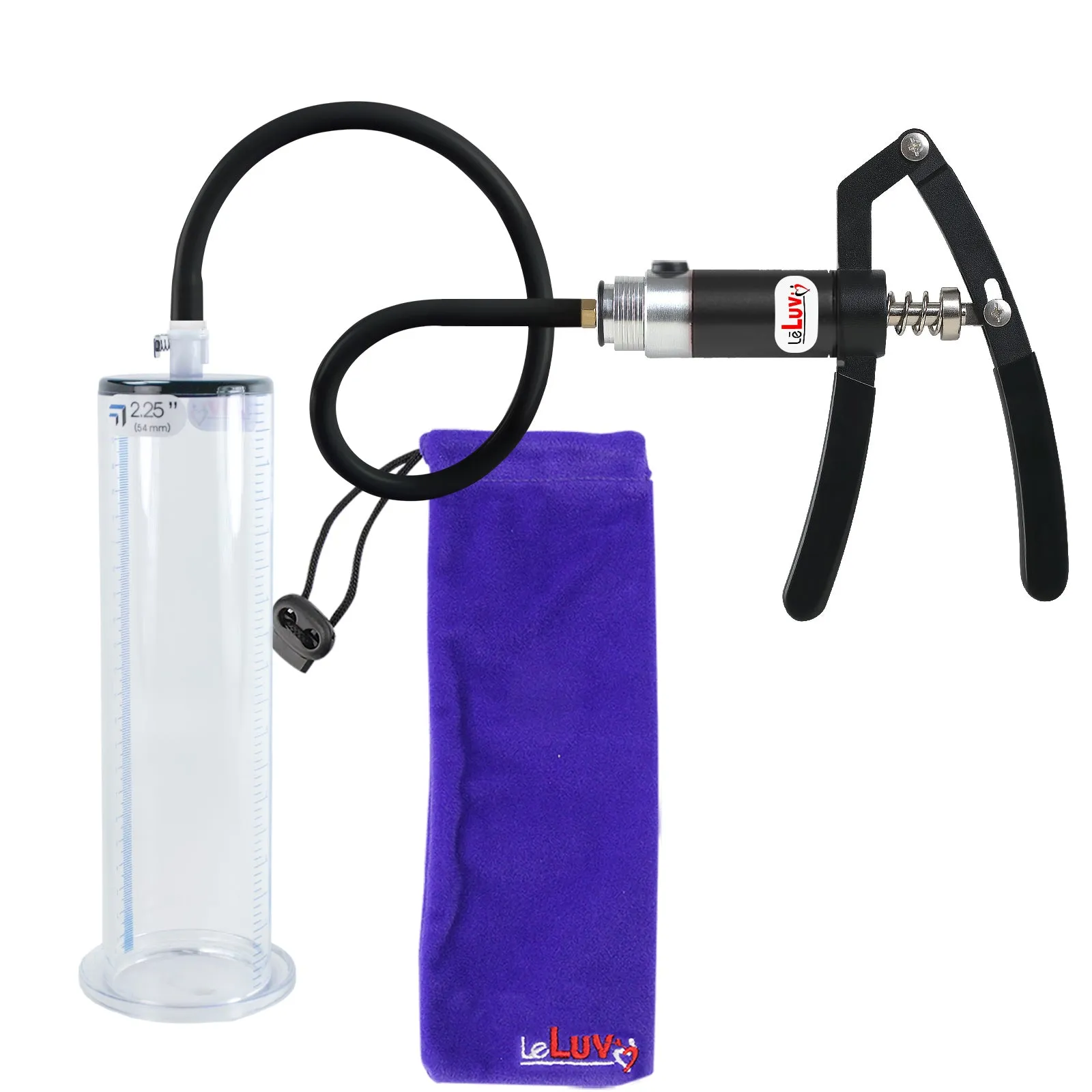 LeLuv Penis Pump with Primo Lite Handle | Wide Flange Cylinder | Color and Gauge Options