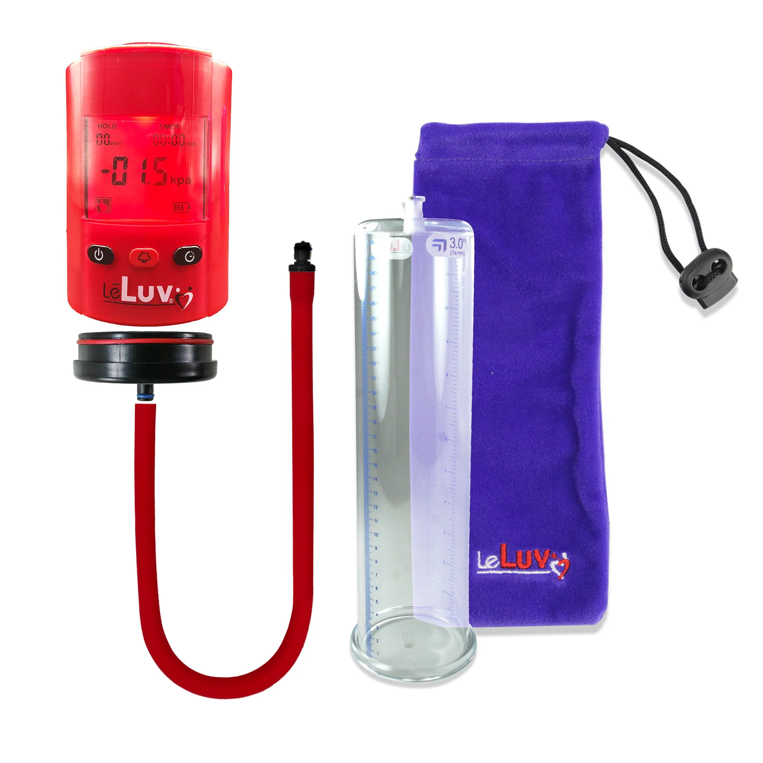 LeLuv Premium iPump Smart LCD Head Penis Pump with Untapered Seamless Cylinder Pick Size 1.35-5.00"