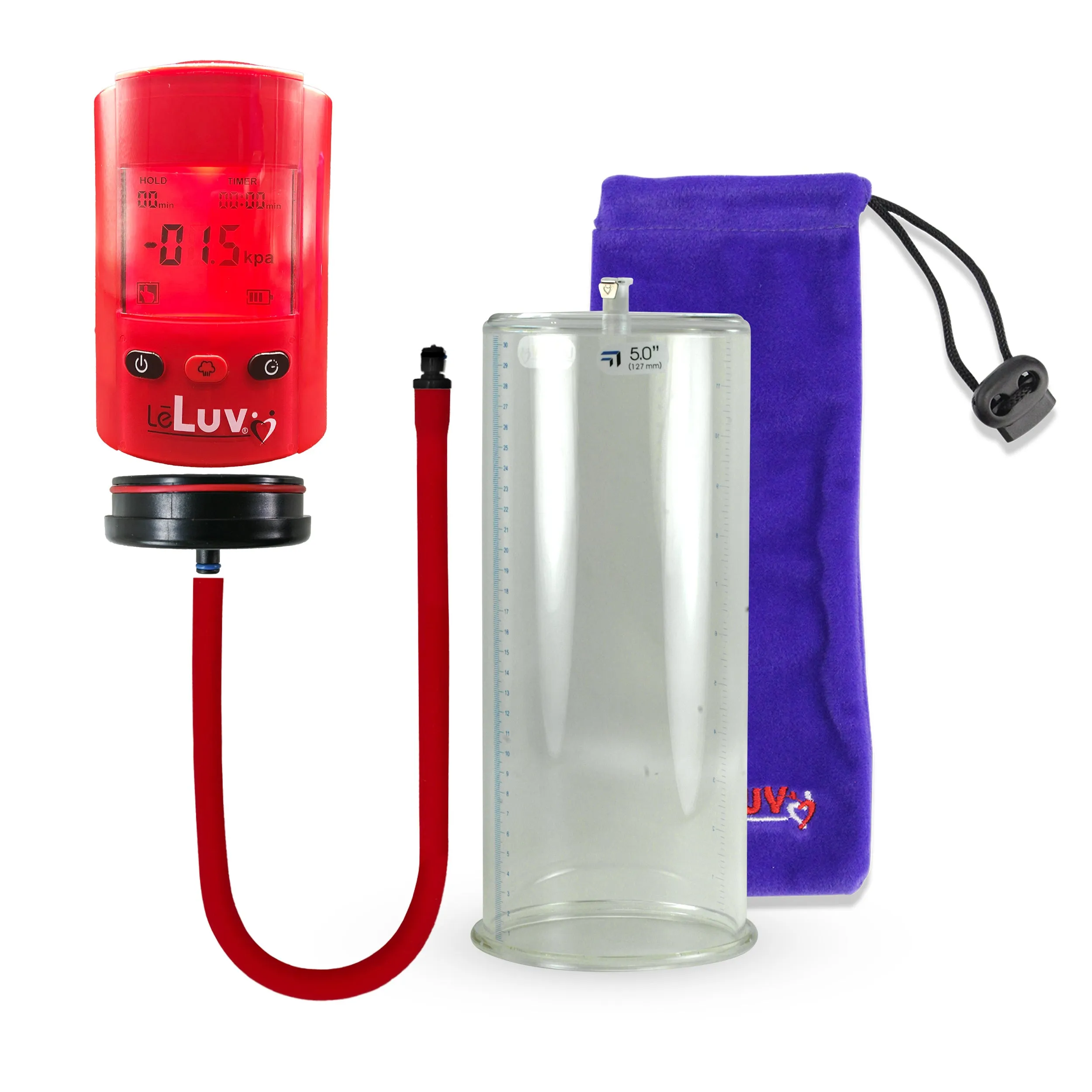 LeLuv Premium iPump Smart LCD Head Penis Pump with Untapered Seamless Cylinder Pick Size 1.35-5.00"