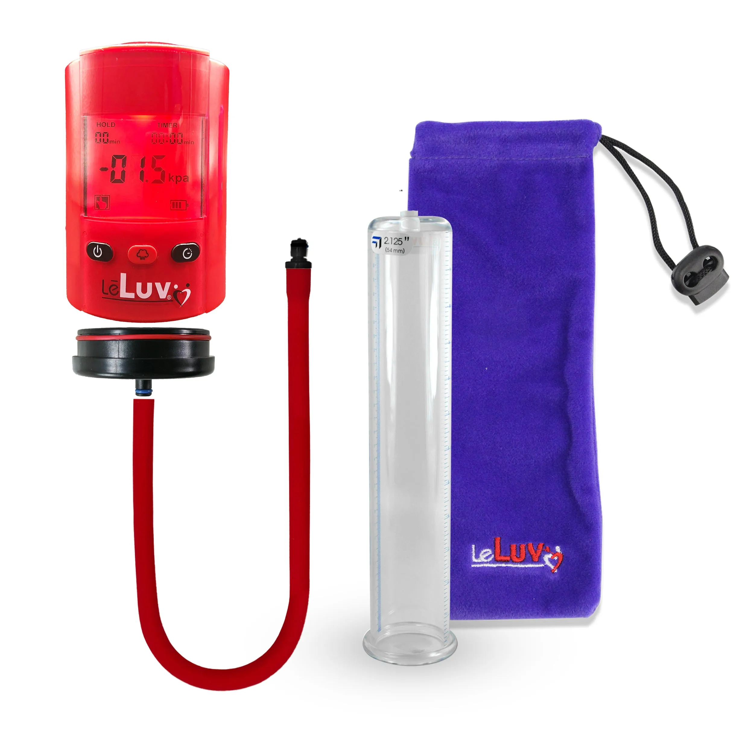 LeLuv Premium iPump Smart LCD Head Penis Pump with Untapered Seamless Cylinder Pick Size 1.35-5.00"