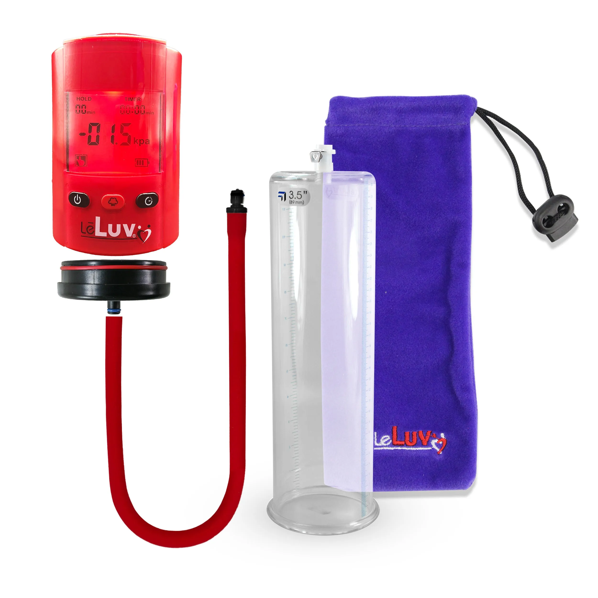 LeLuv Premium iPump Smart LCD Head Penis Pump with Untapered Seamless Cylinder Pick Size 1.35-5.00"