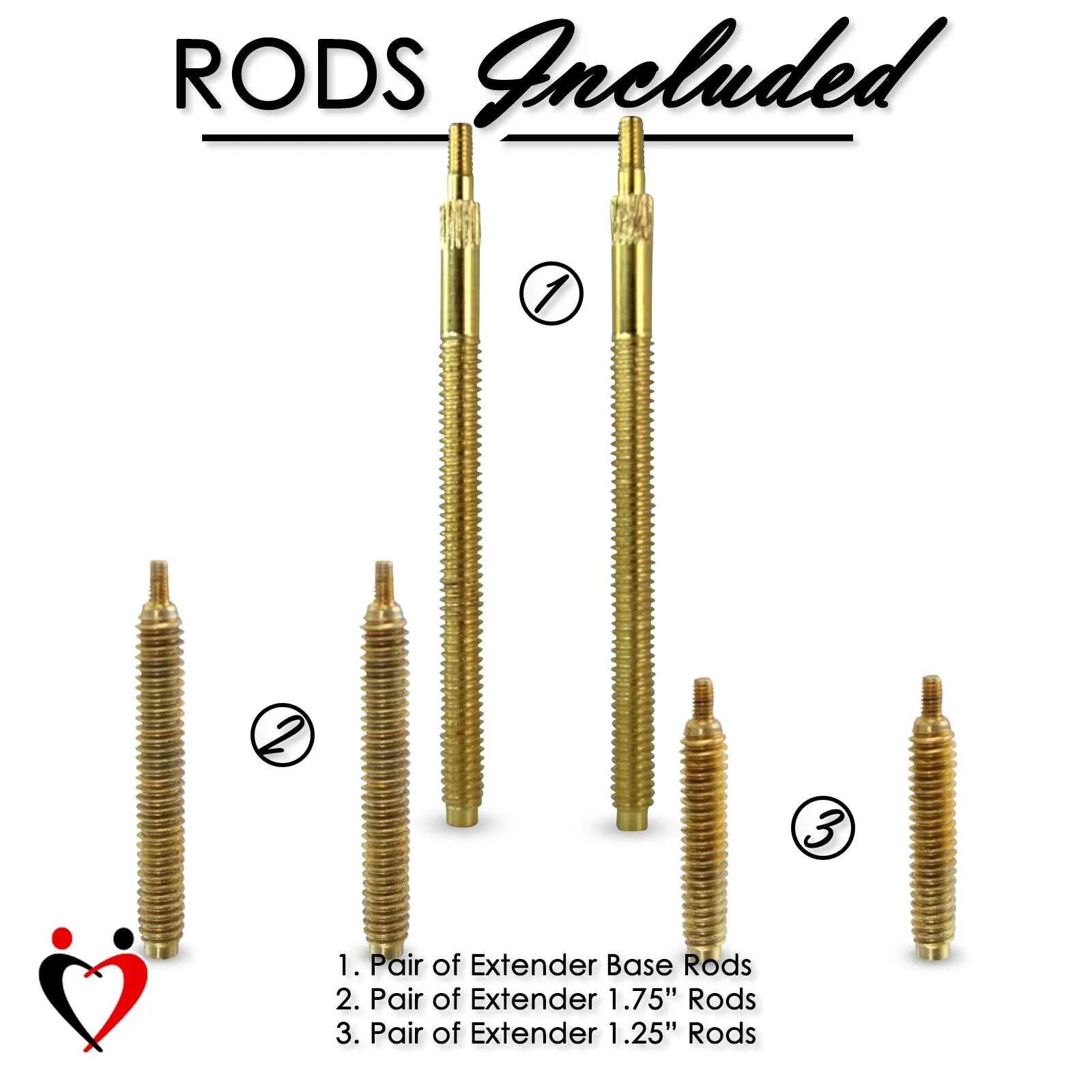 LeLuv Replacement Brass or Platinum Rods for SLIDER Penis Extender - Sold in PAIRS