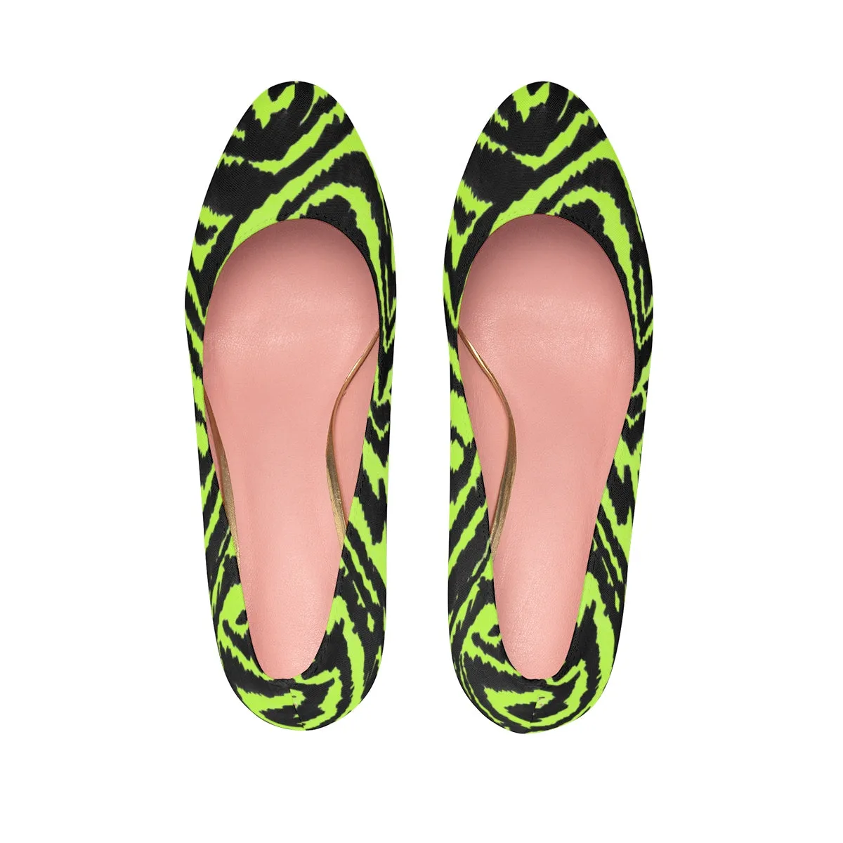 Light Green Zebra Black Stripe Animal Print Women's Platform Heels (US Size: 5-11)