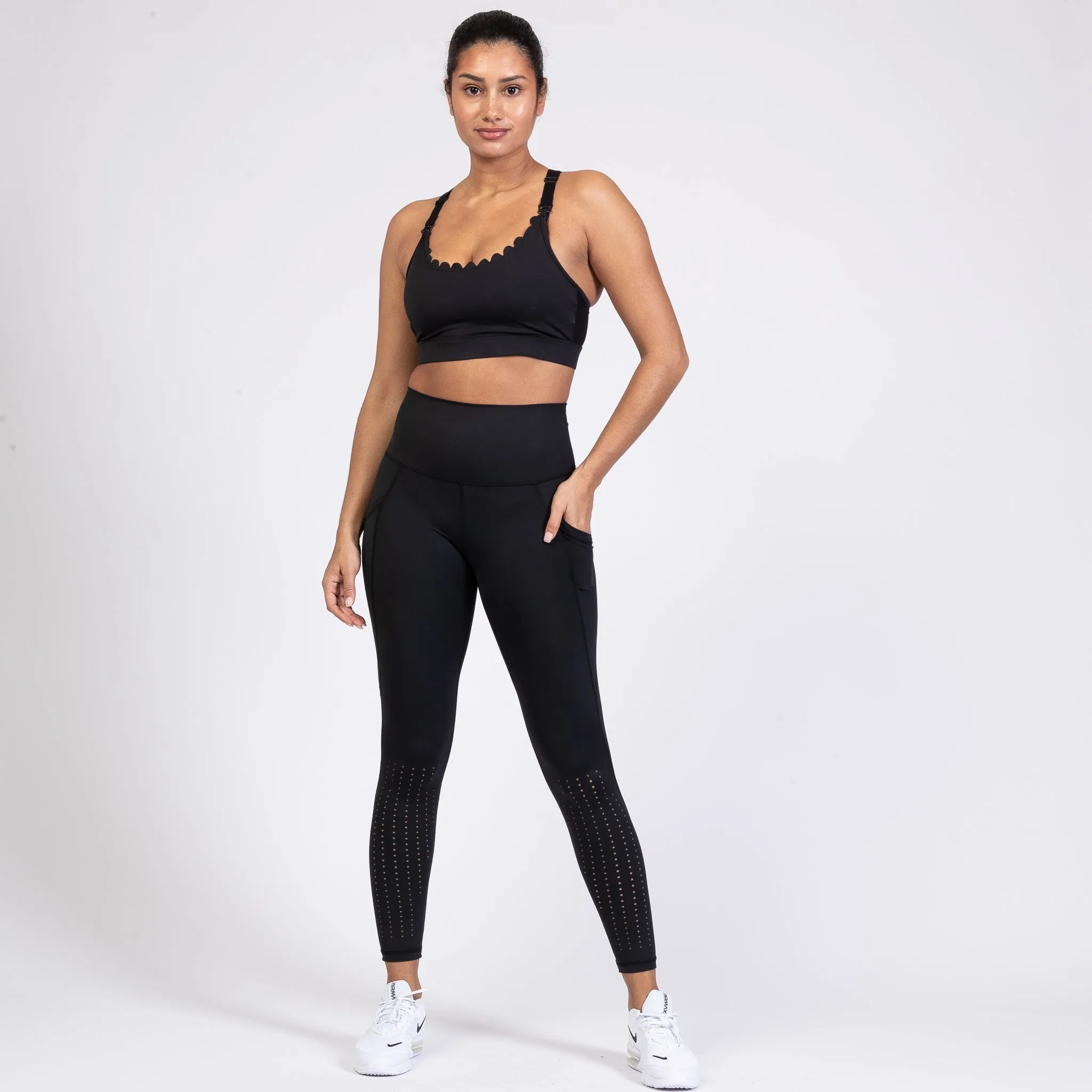 Lucie - HIIT Scalloped High Impact Nursing Sports Bra (Noir)