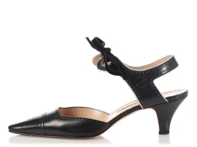 Manolo Blahnik Black Velvet Tie Pumps