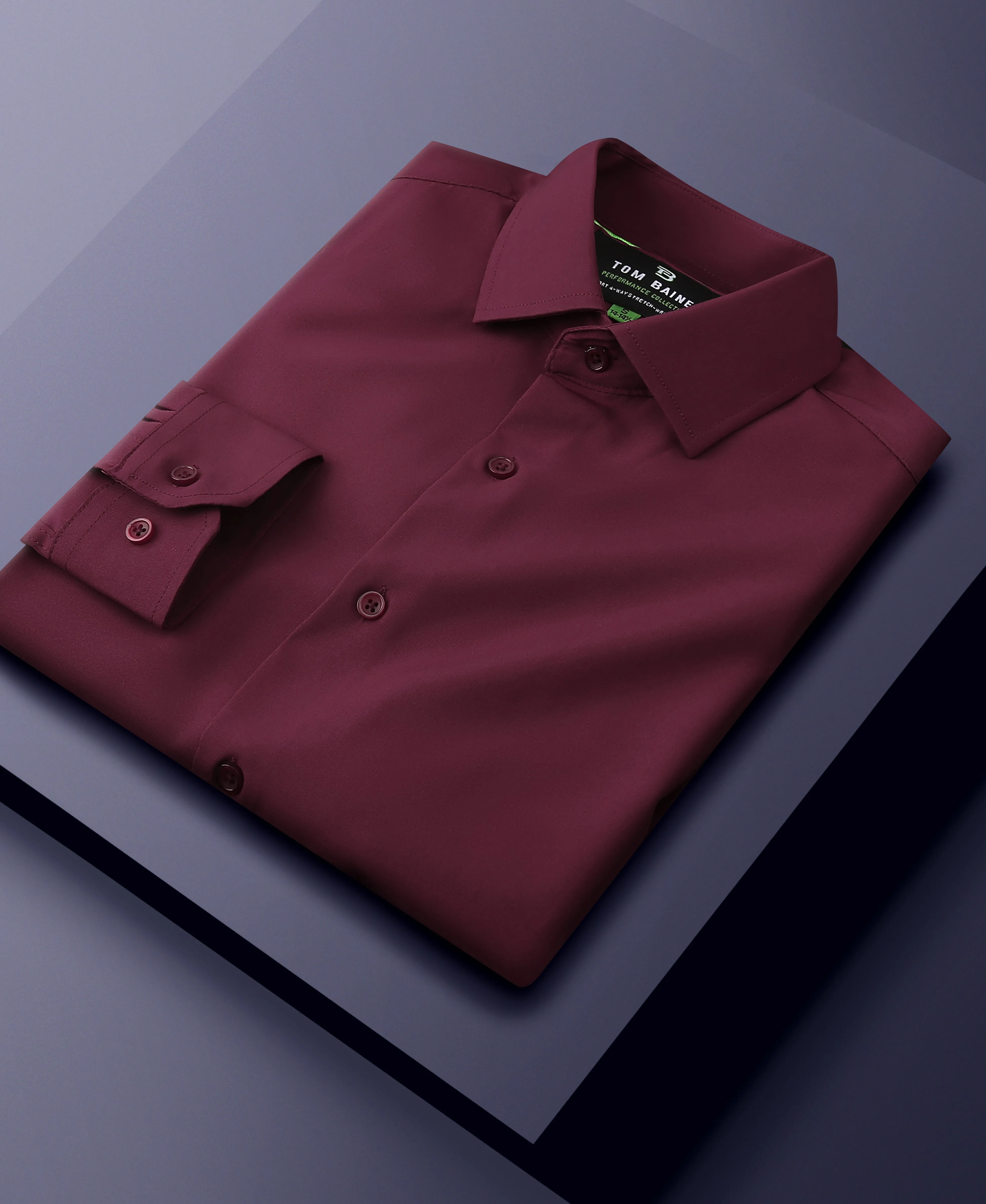 Men's Performance Stretch Solid Shirt Burgundy