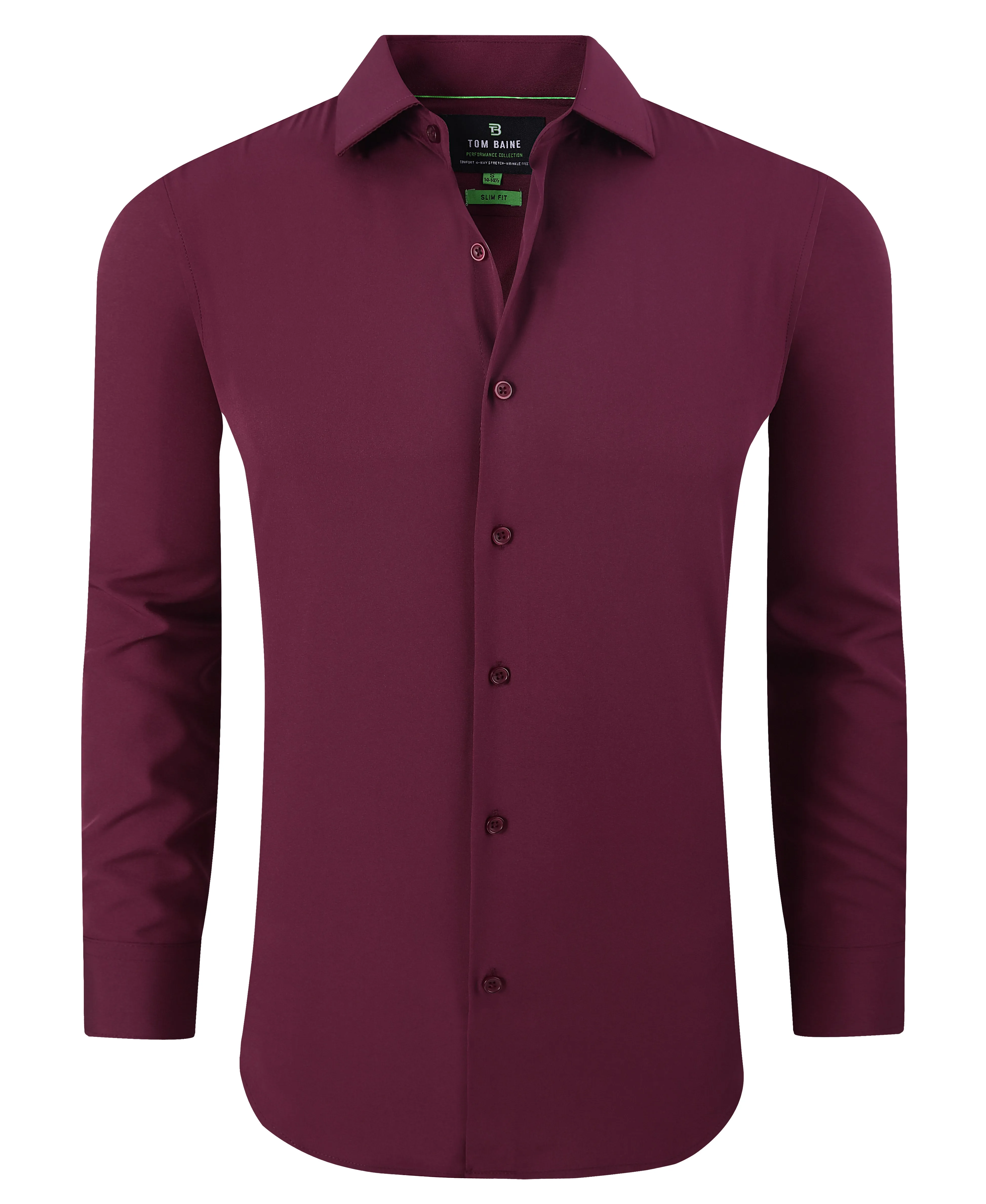 Men's Performance Stretch Solid Shirt Burgundy