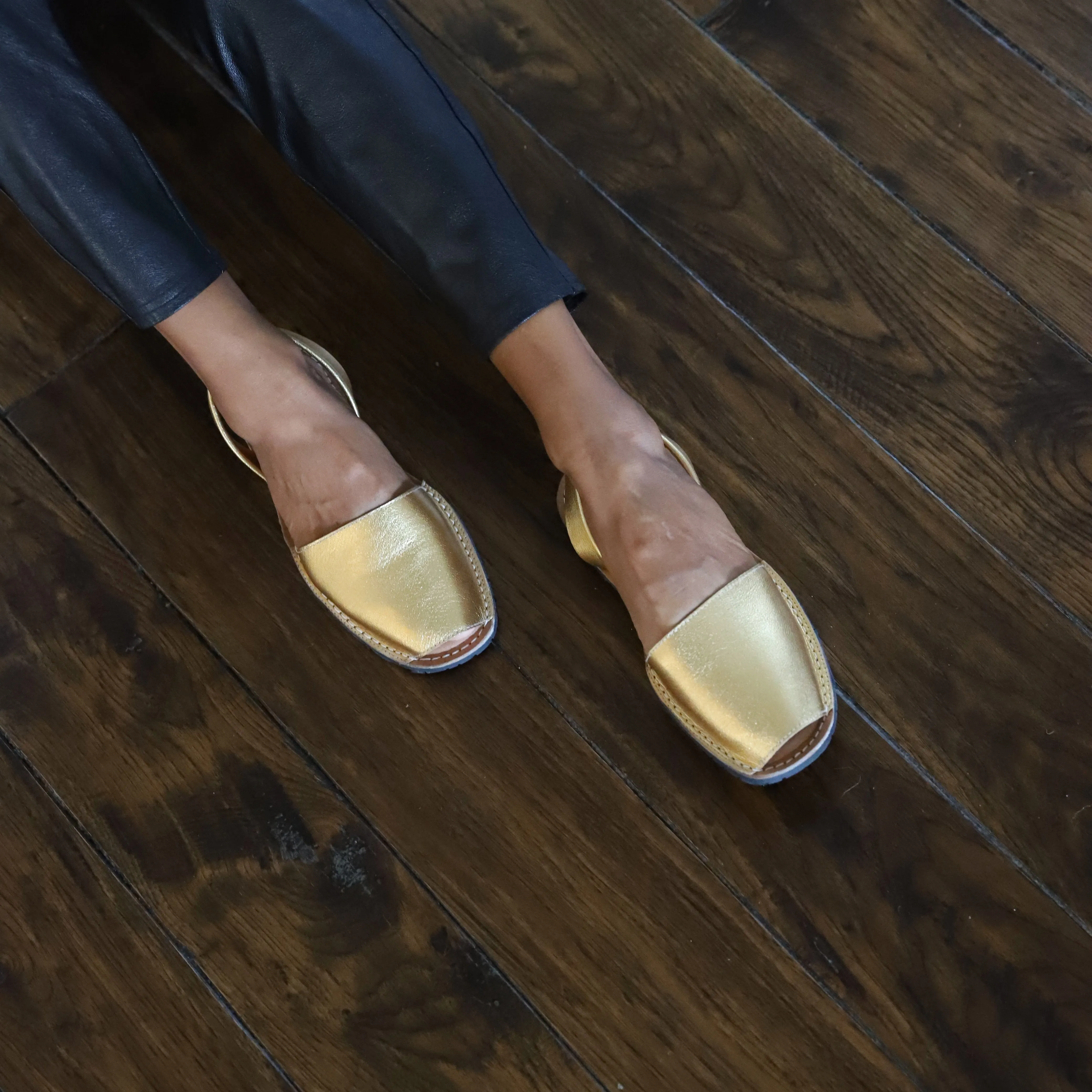 Metallic brass sandals