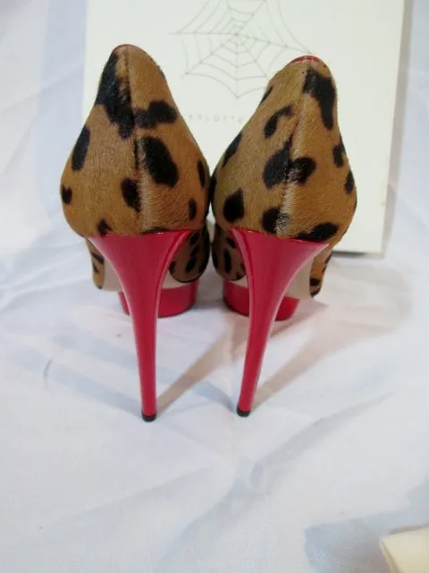 NEW CHARLOTTE OLYMPIA POLLY PUMP LEOPARD Shoe 36.5 6 Hair RED Platform