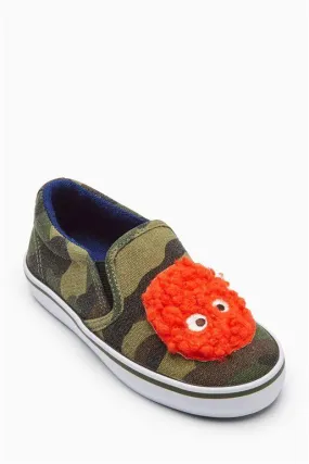 Next Older Boys Camouflage Slip-On Badge Pumps