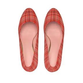 Orange Red Tartan Scottish Plaid Print Women's Platform Heels Stiletto Pumps Shoes