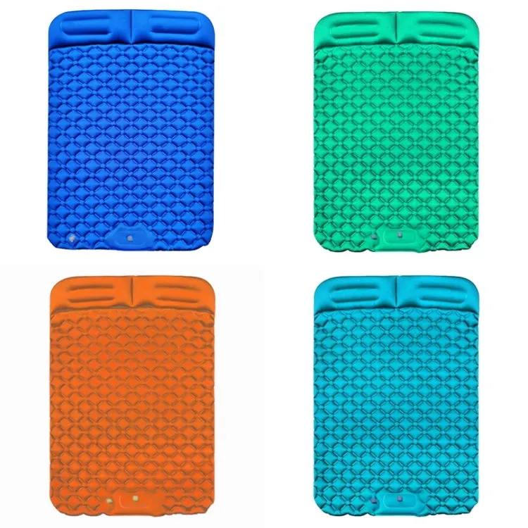 Outdoor Camping, Fishing, and Beach Inflatable Double Cushion Bed, Portable TPU, 76.8 x 46.9 x 6.3 inches (Orange)