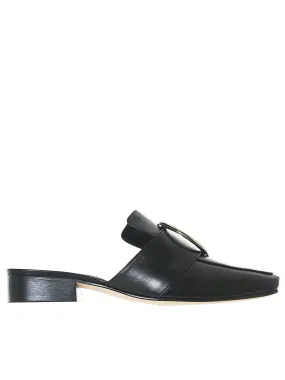 Petrol Leather Flats (PETROL-LEATHER-BLACK)