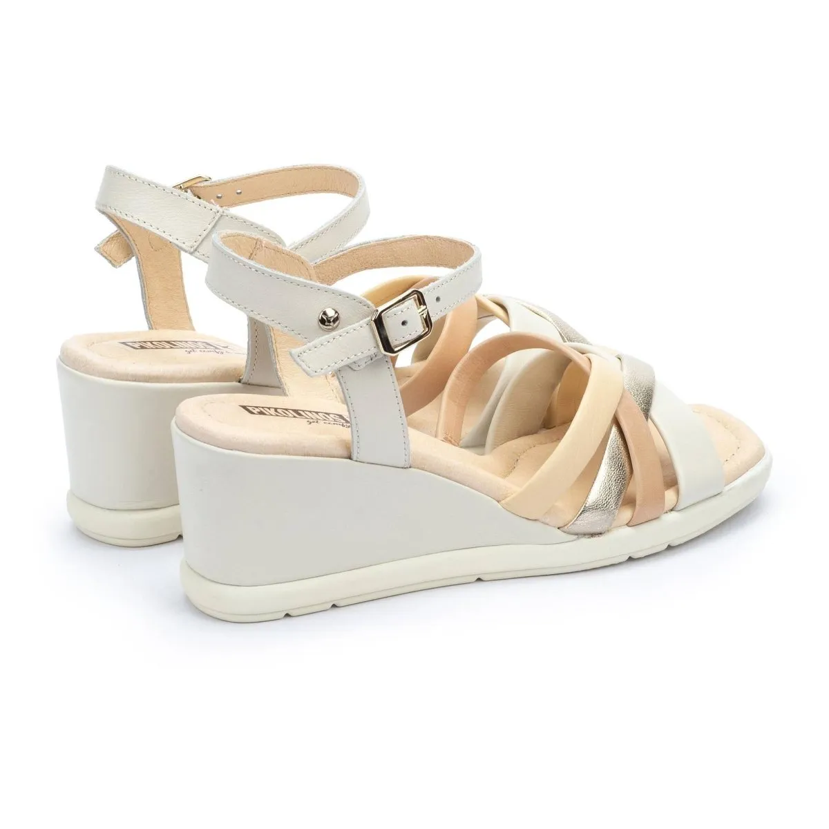 Pikolinos Teulada W2b-1994c2 Women's Buckle Closure Wedge Sandal In Nata-carra