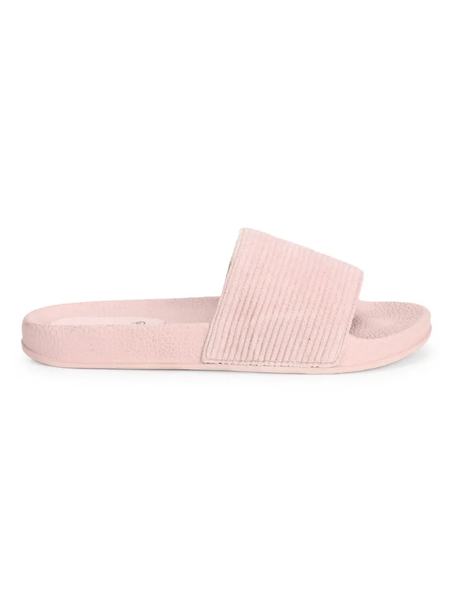 Pink Corduroy Slip Ons