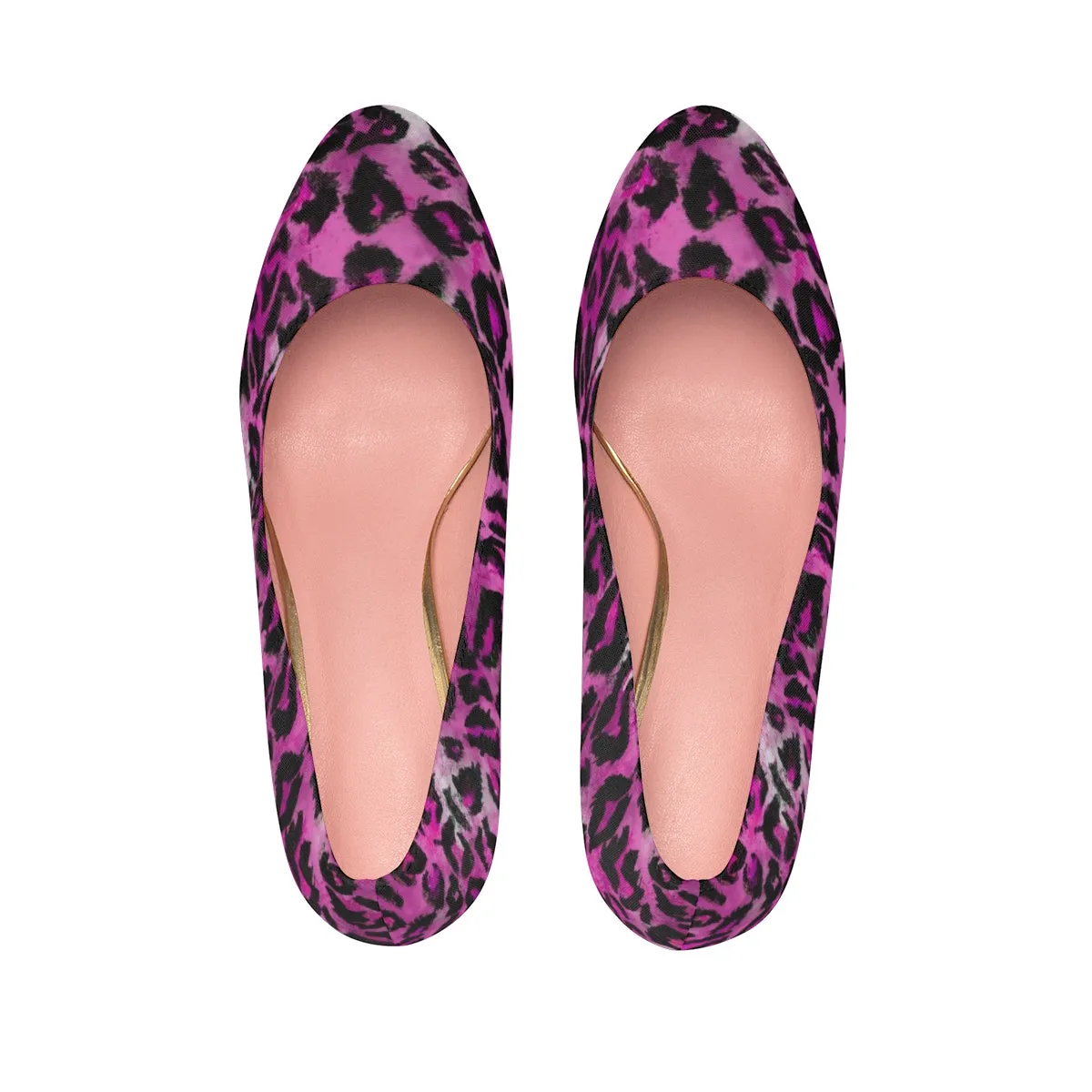 Pink Leopard Heels, Designer Animal Print Women's Platform Heels Pumps (US Size: 5-11)