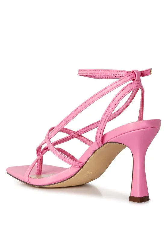 Pink Stalker Strappy Ankle Strap Sandals