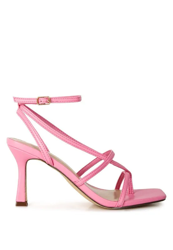 Pink Stalker Strappy Ankle Strap Sandals