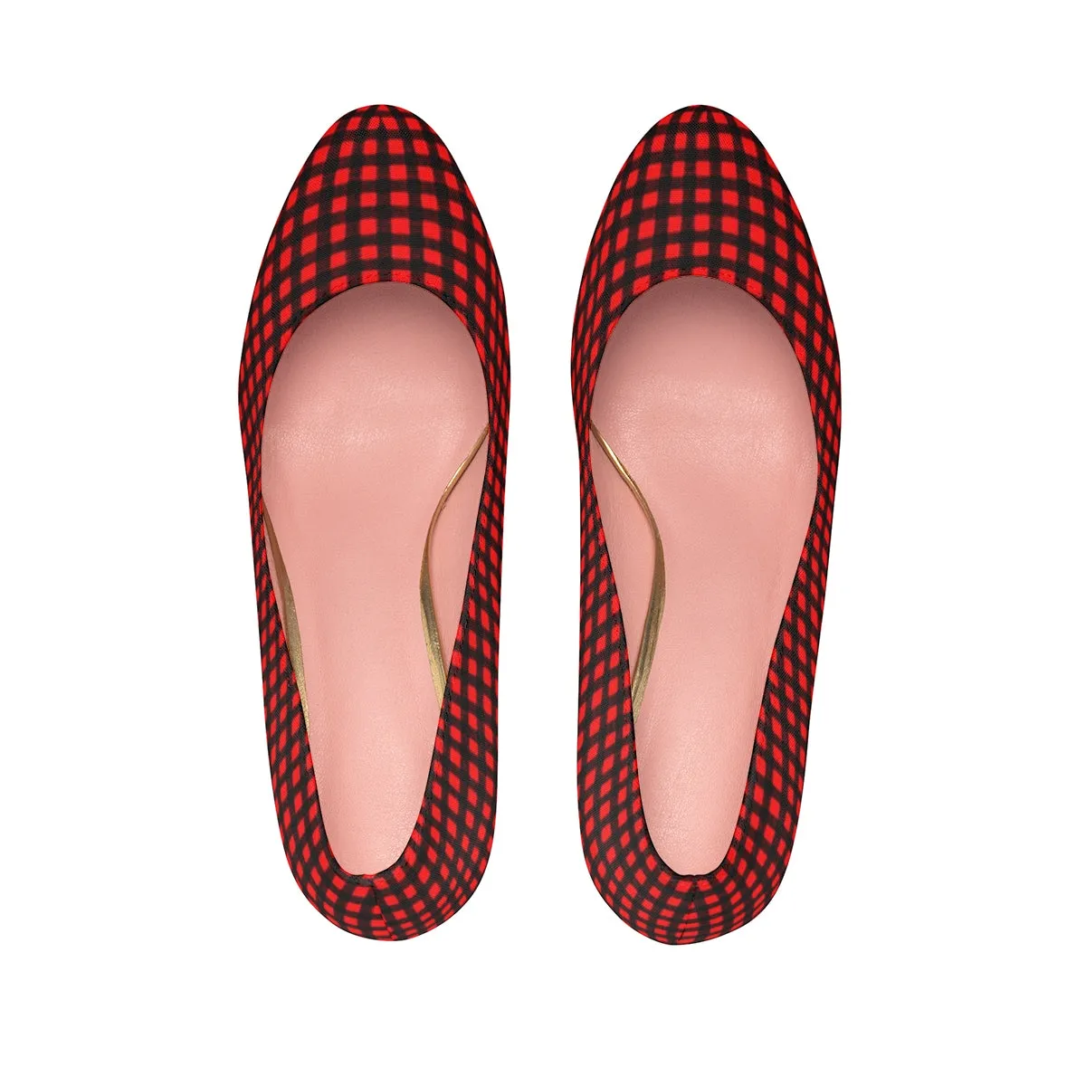 Red Black Buffalo Print Pumps, Plaid Print Women's Platform Heels Stiletto Pumps (US Size: 5-11)