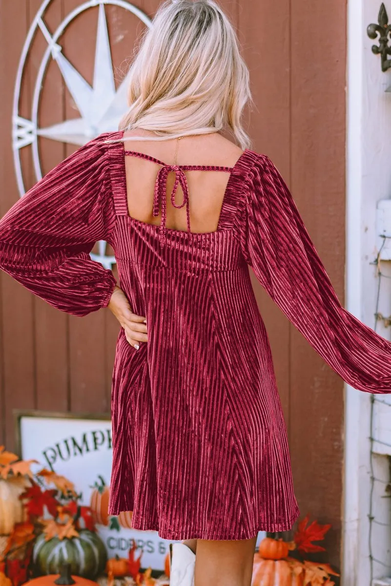 Red Velvet Tie Back Dress